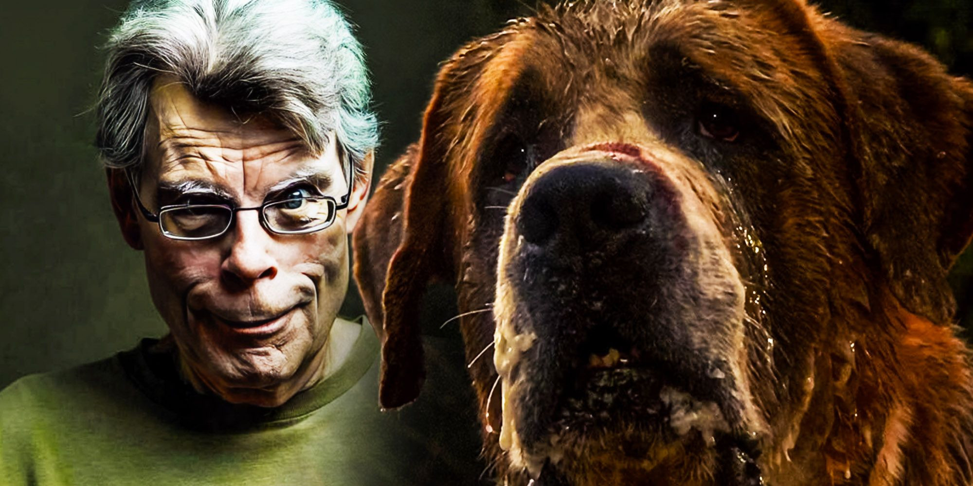 Poster of author Stephen King with his canine creation, Cujo.