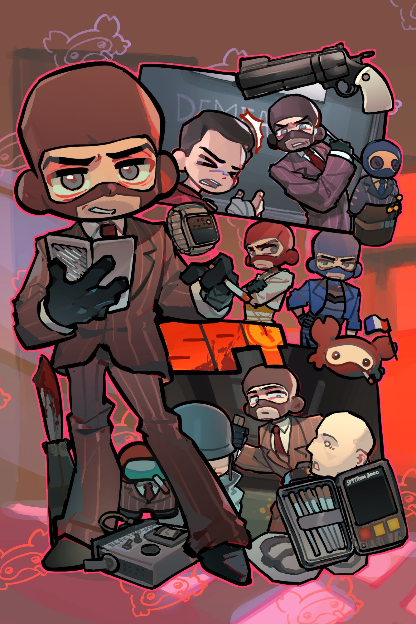 a page of spy tf2 fanart
rt or he'll visit your mother