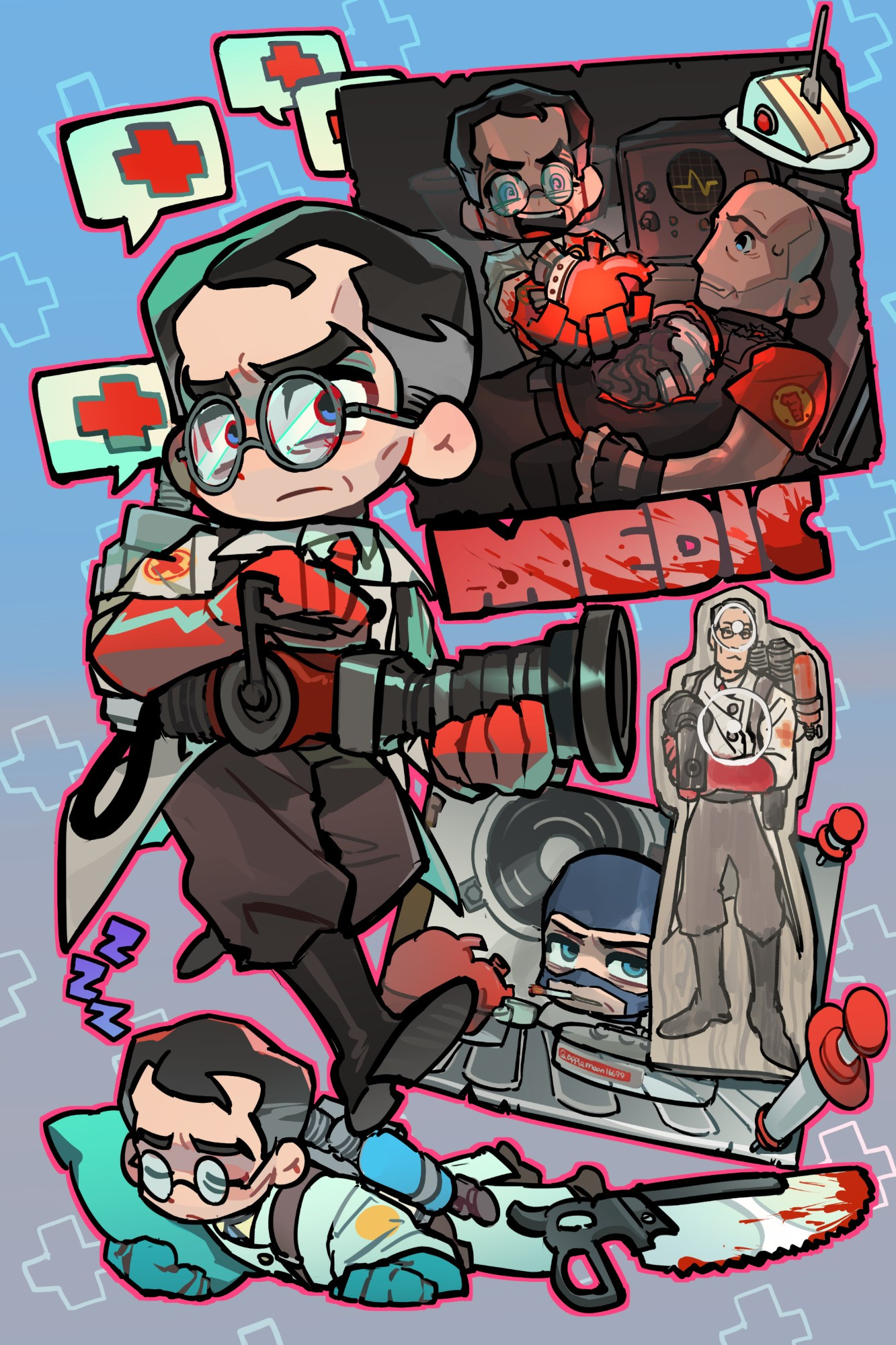 a page of medic tf2 fanart