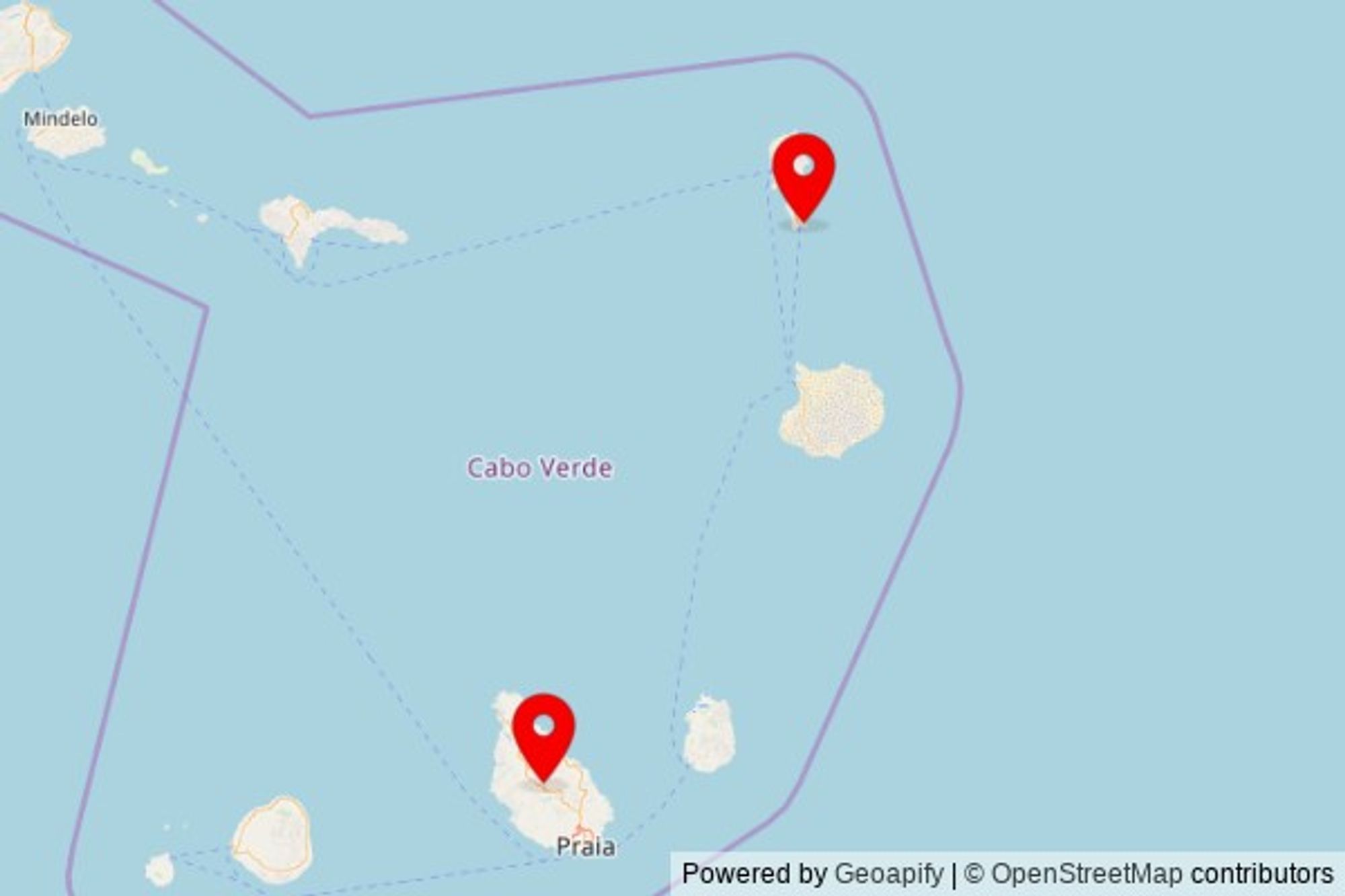 A map showing every place of worship we have visited so far in Cape Verde including:
Igreja Paroquial de São Salvador do Mundo in Picos
Pentacostal Igreja in Santa Maria