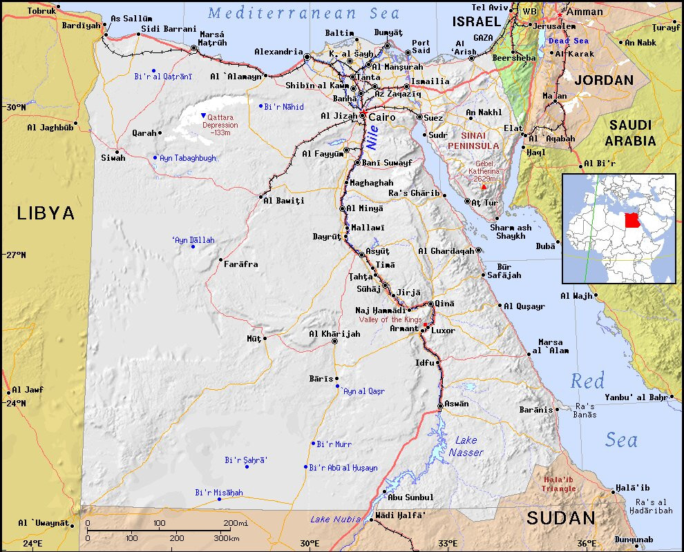 A map showing the location of Egypt
Credit https://ian.macky.net/pat/