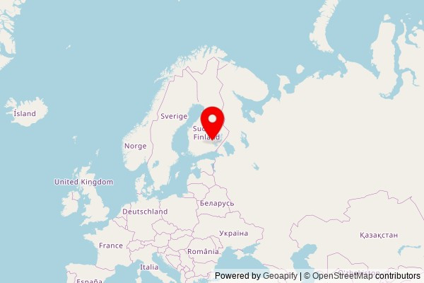 A zoomed in map showing a pin at the position of Mikkelin helluntaiseurakunta, Porrassalmenkatu 57, 50100 Mikkeli, Finland