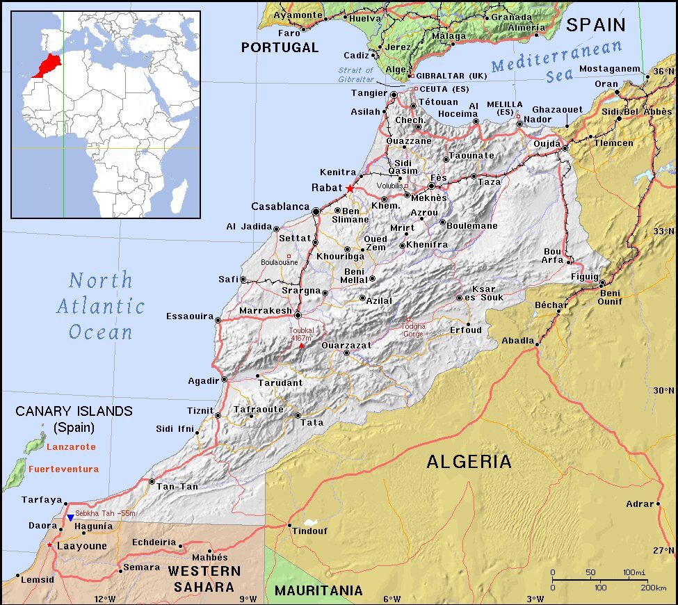 A map showing the location of Morocco
Credit https://ian.macky.net/pat/