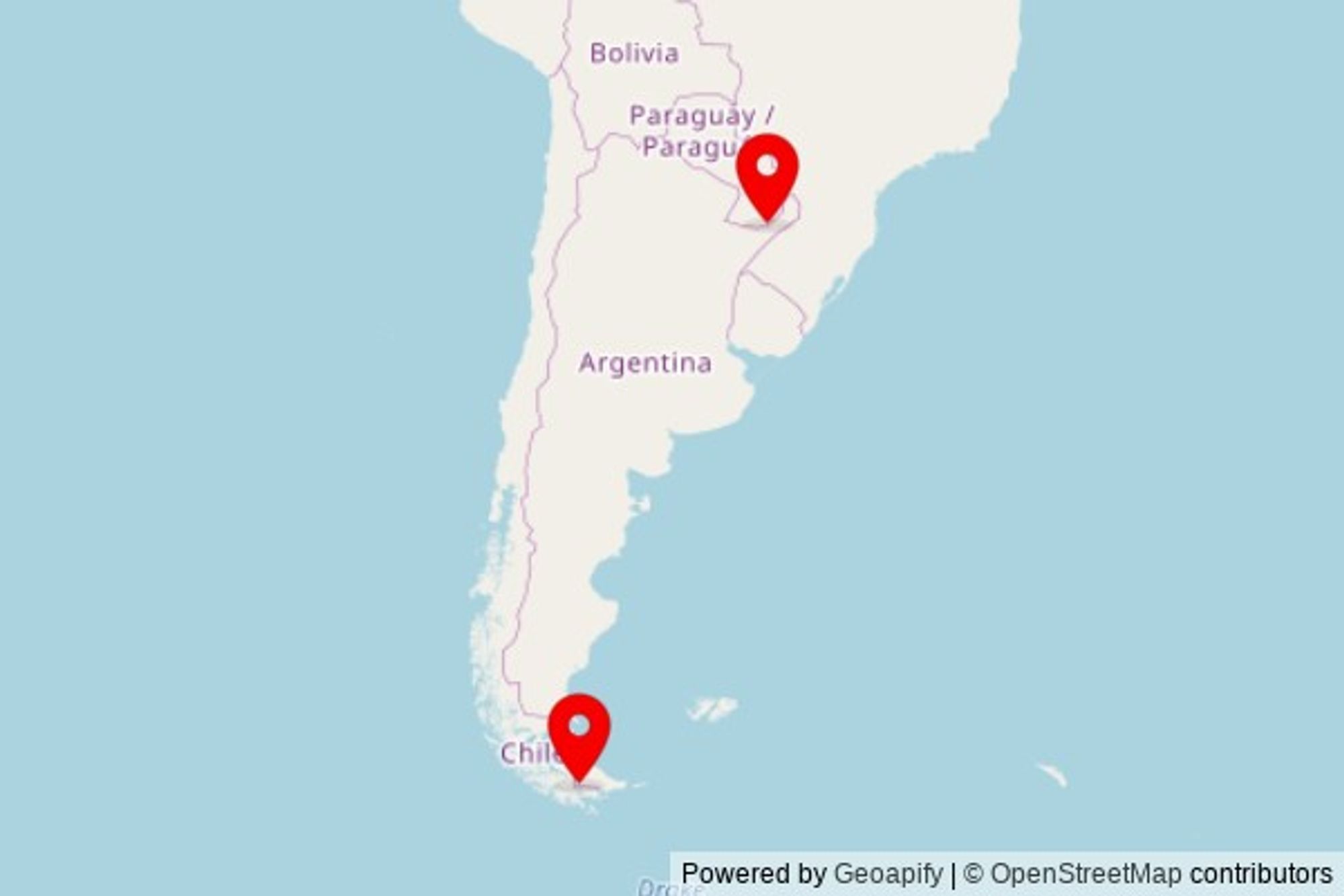 A map showing every place of worship we have visited so far in Argentina including:
Iglesia Parroquial de Ushuaia in Ushuaia
Virgen de Schoenstatt in Posadas