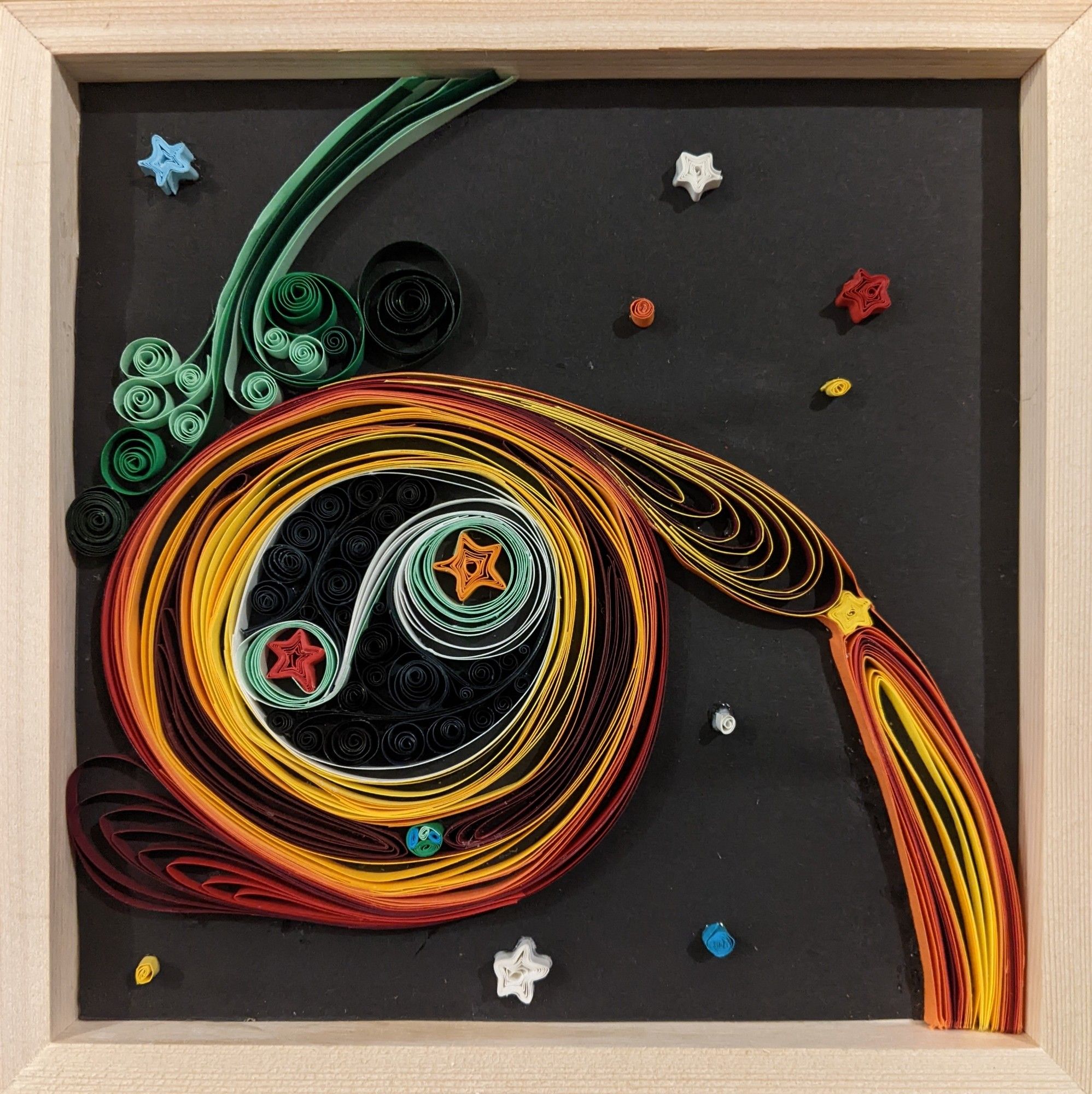 Paper quilling of stars and planets forming