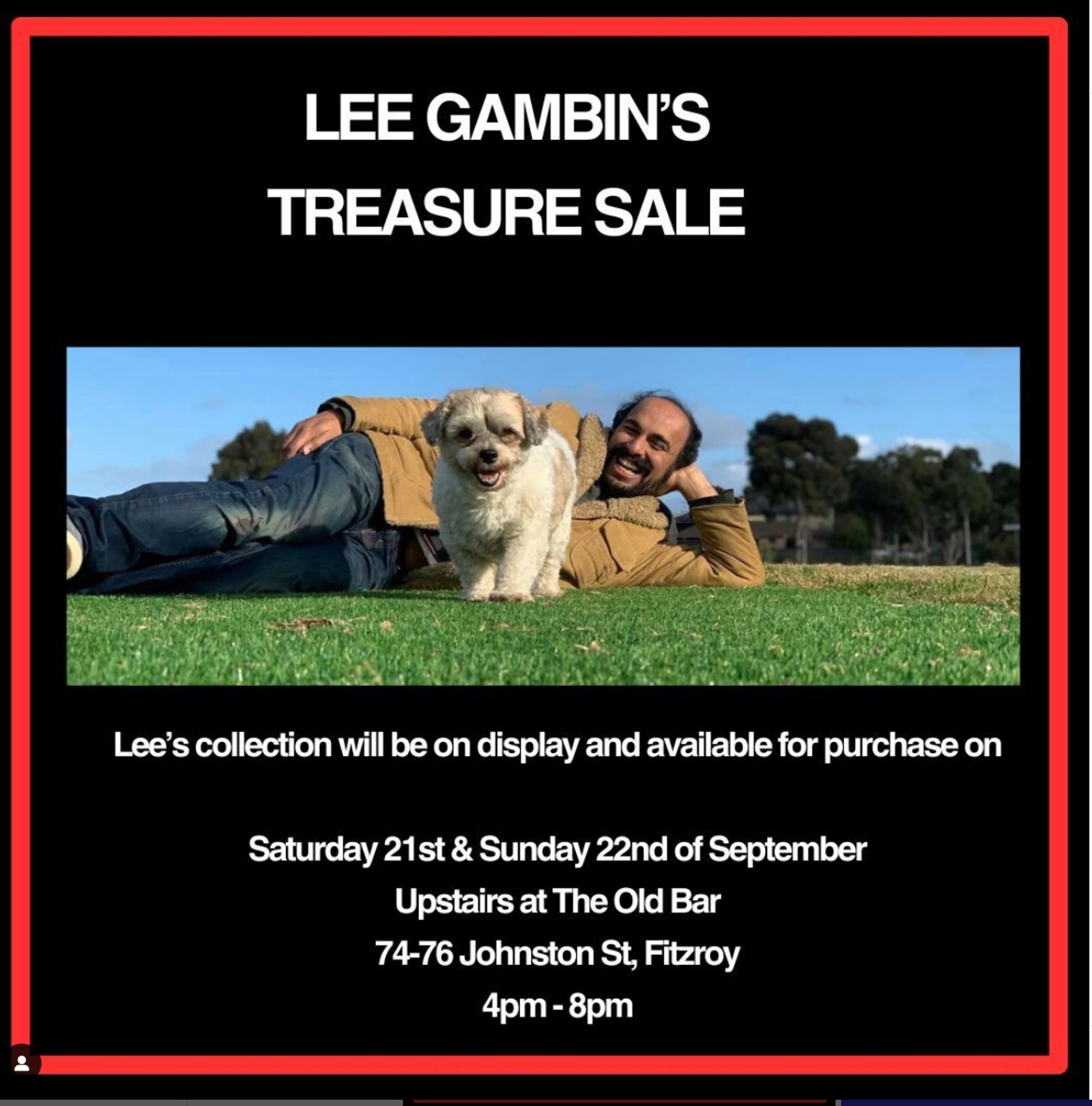 Lee’s collection will be on display and available for purchase on Saturday 21st & Sunday 22nd of September
Upstairs at The Old Bar
74-76 Johnston St, Fitzroy
4pm - 8pm