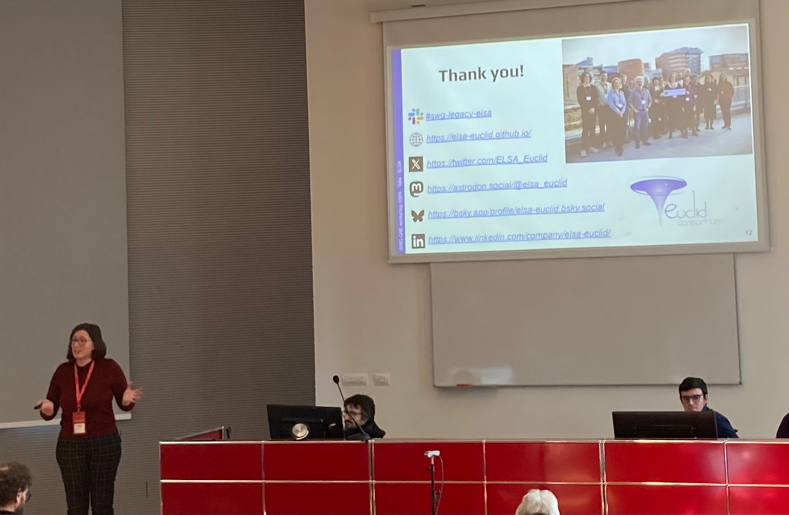 Margherita, standing in front of her summary slide showing our ELSA conference photo