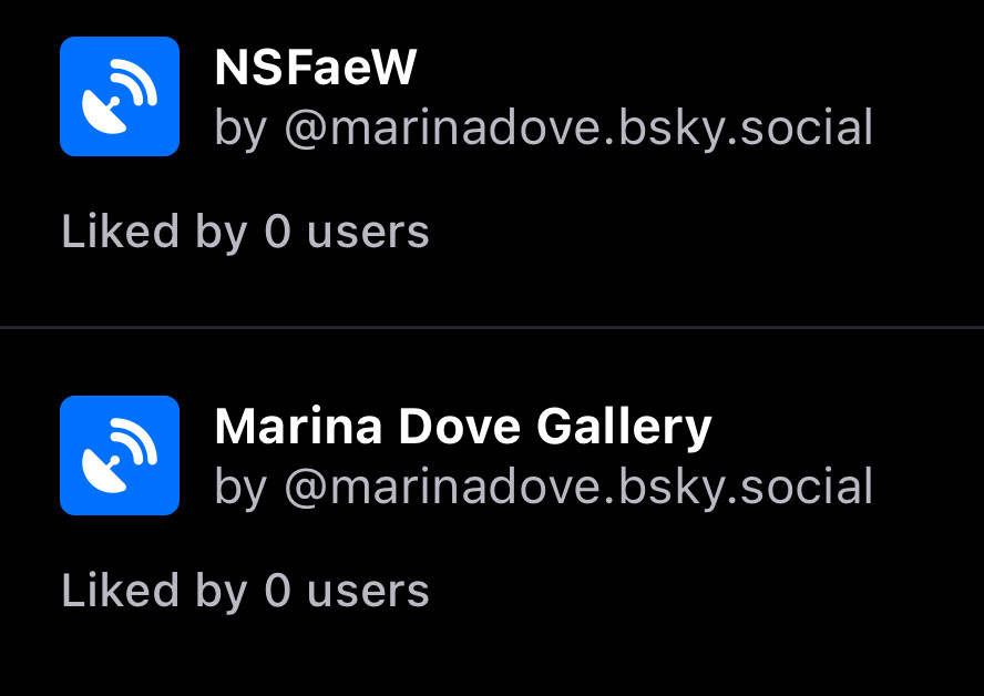 Marinas two feeds one NSFaeW and one for a personal gallery 