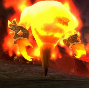 baron geddon, a fire elemental from world of warcraft who kind of looks like an inverted teardrop