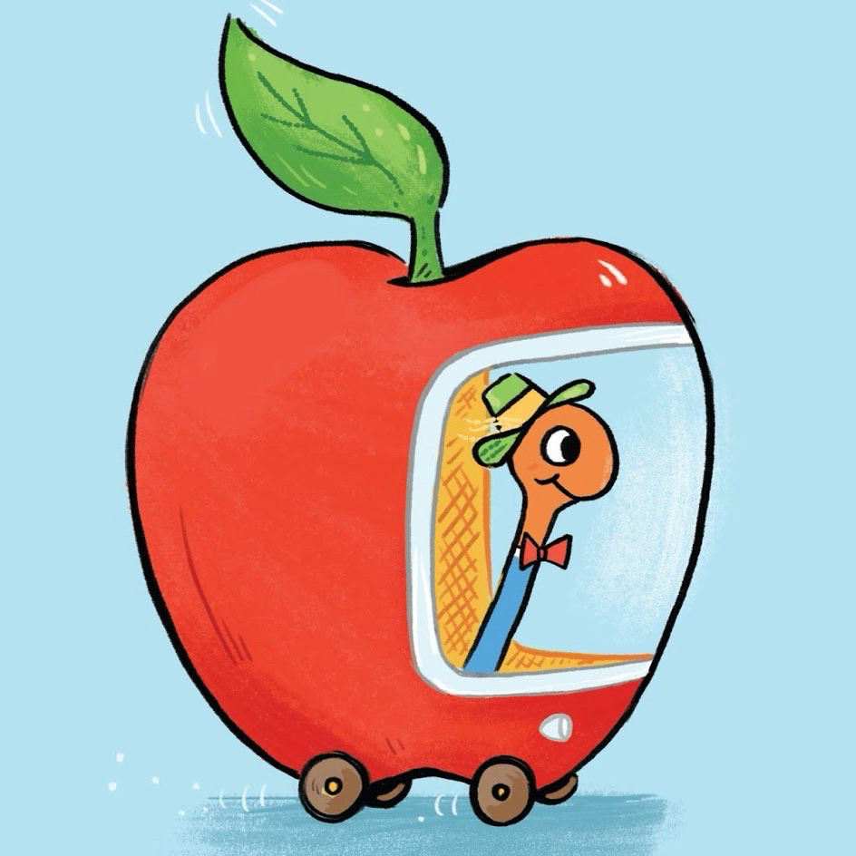 Worm in Richard Scarry Apple car