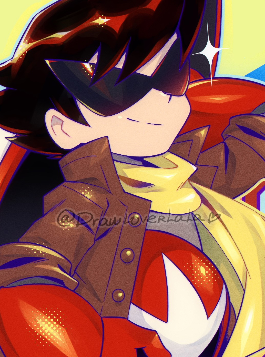 drawing of protoman/blues from megaman without his helmet