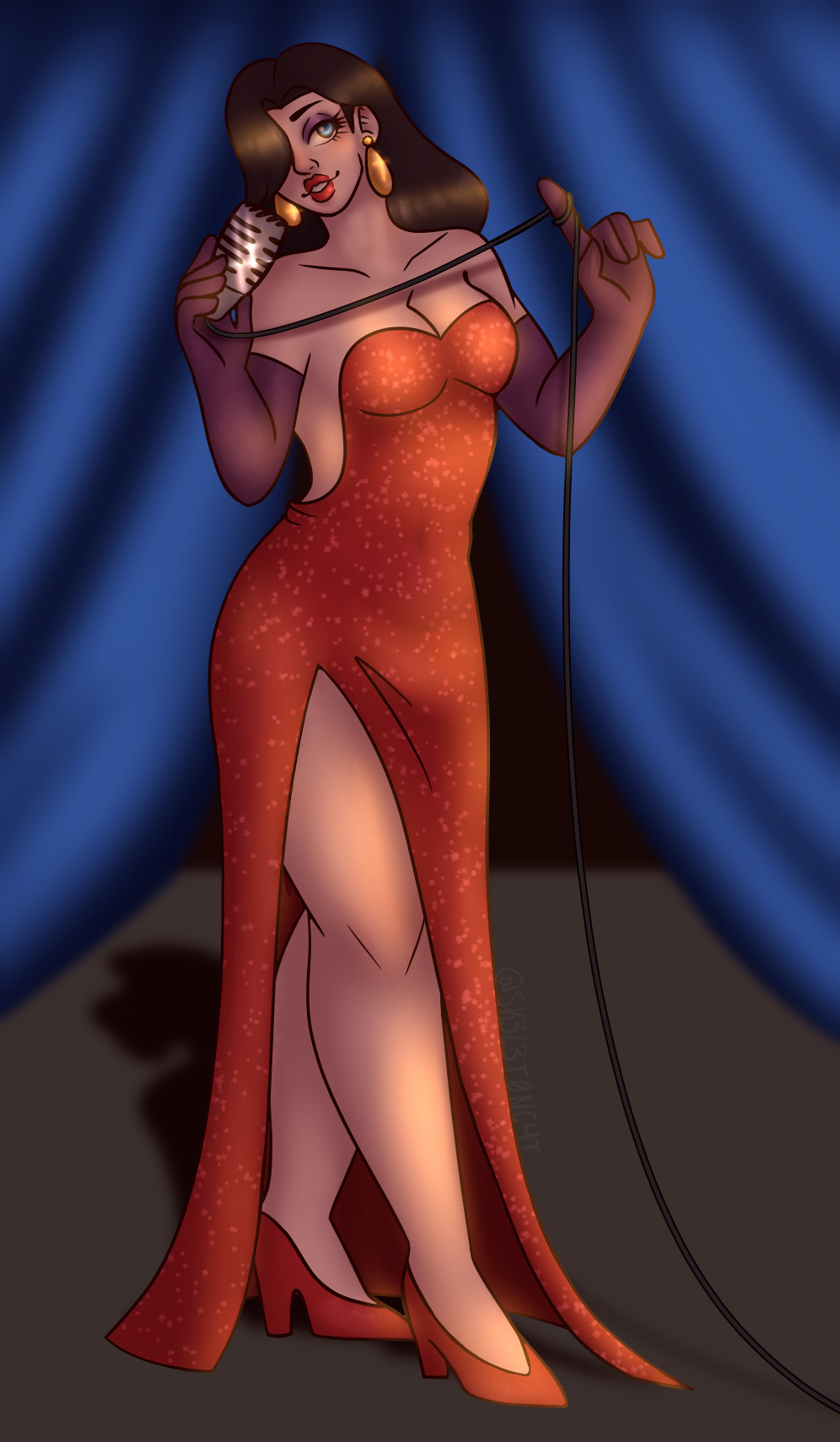 Super Mario character, Pauline, dressed as Jessica Rabbit