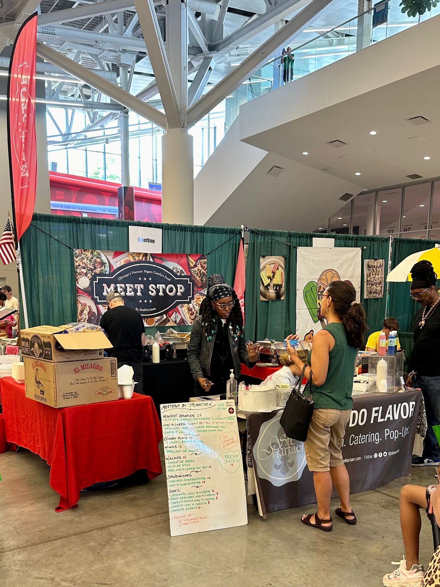 Customers lined up at Meet Stop booth