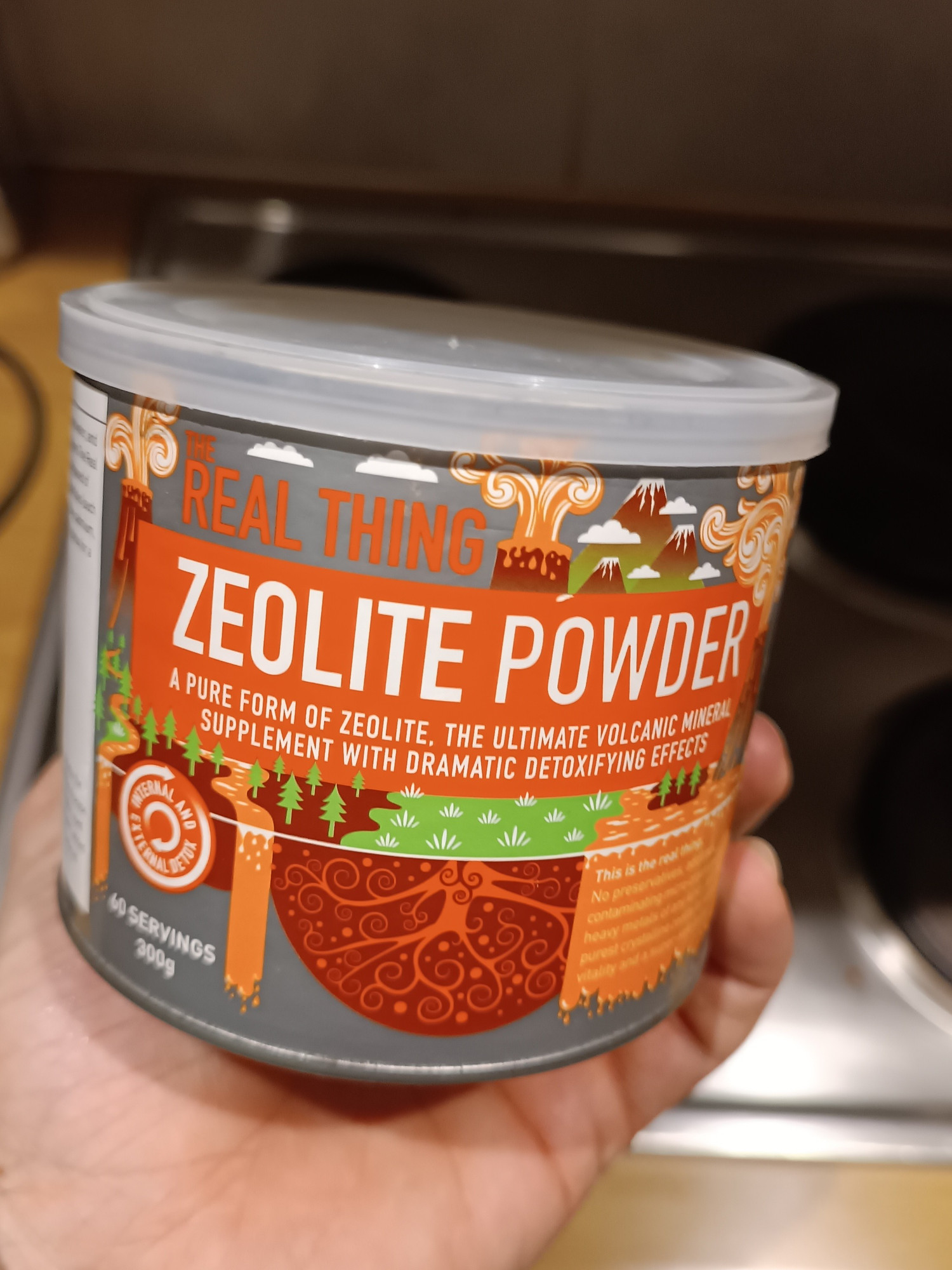 Tin of Zeolite powder, a microporous structure to capture a variety of minerals/bacteria. Used in water purification, this one for human consumption.