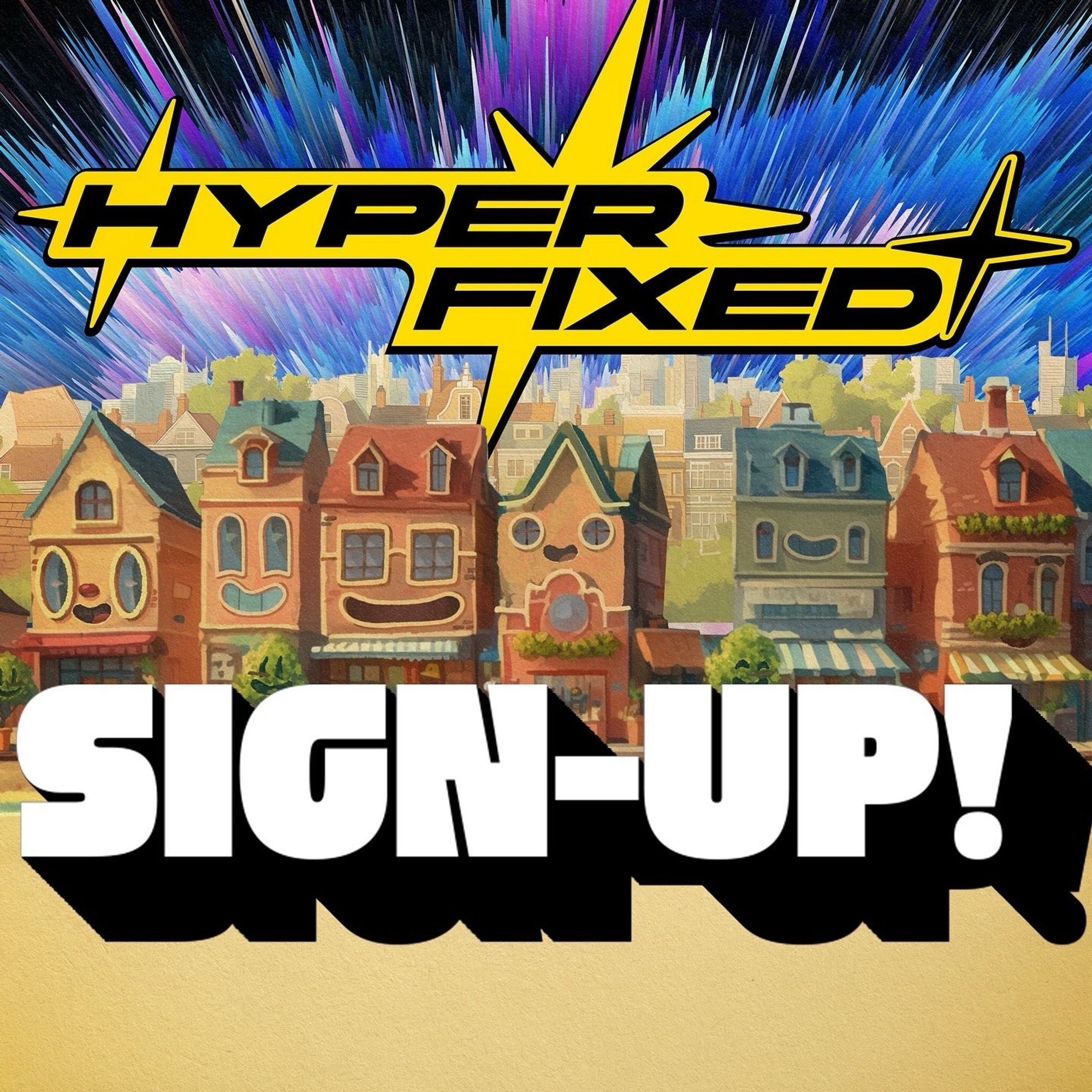 Cover art card that says “sign up!”