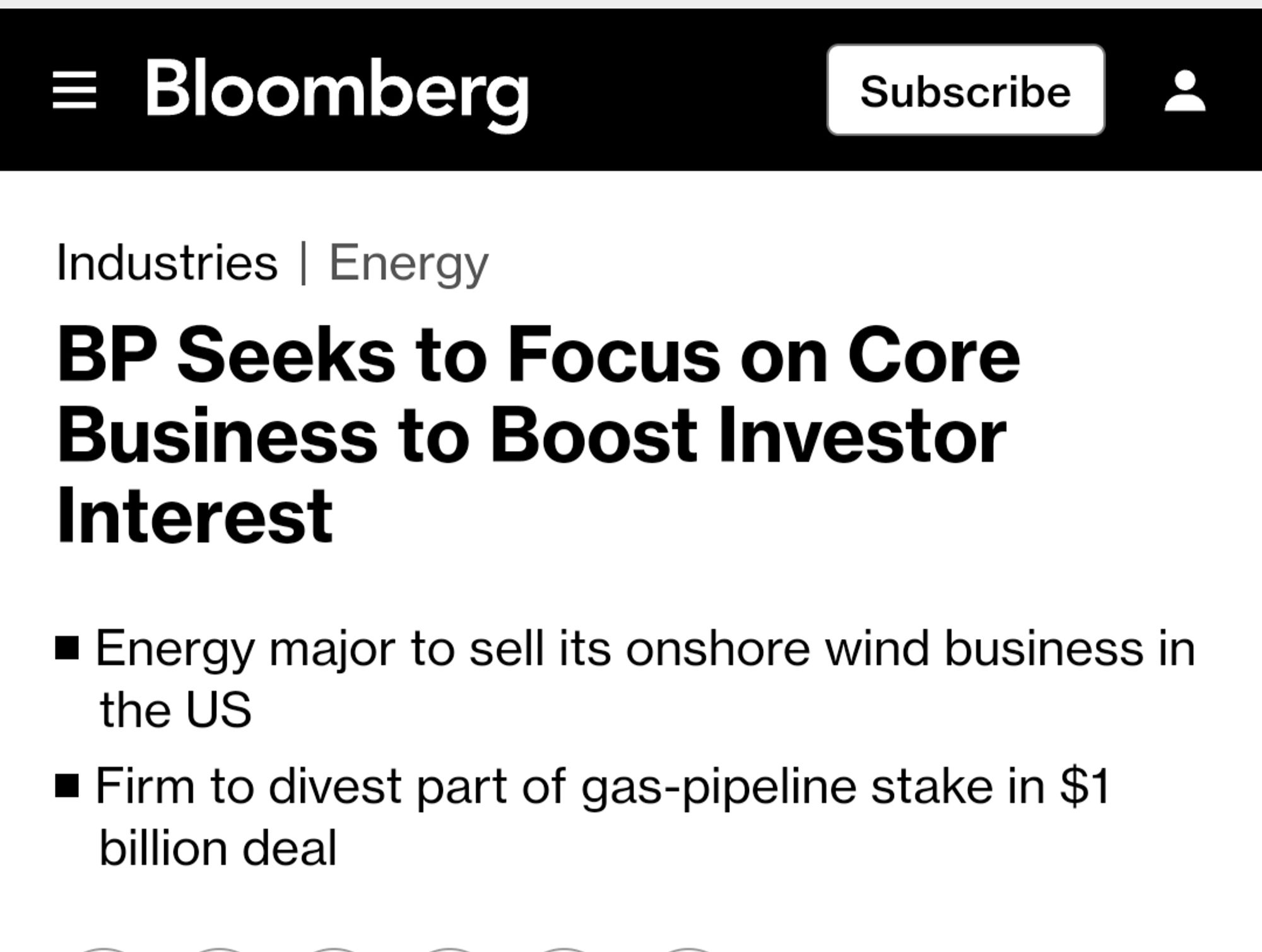 Bloomberg.

BP seeks to Focus on core Business to boost Investor interest