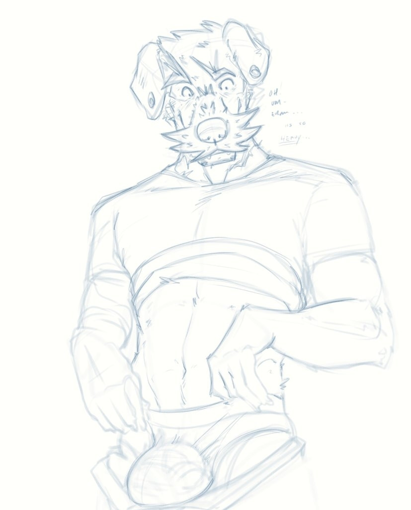 Sketch of Sawyer flaunting his bulge