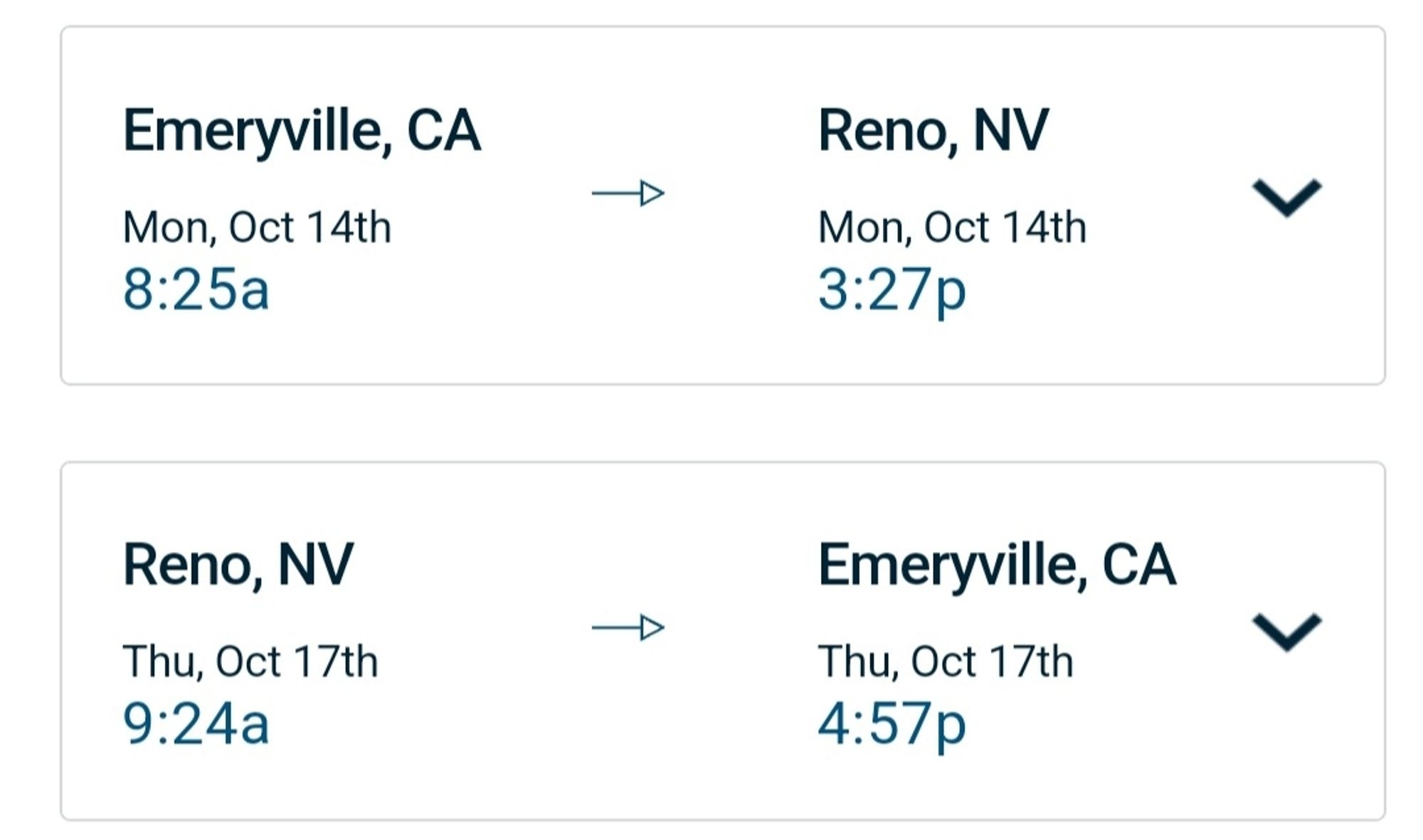 The Amtrak route I would have taken from Emeryville to Reno of the first day of the con and the reverse for the last day.