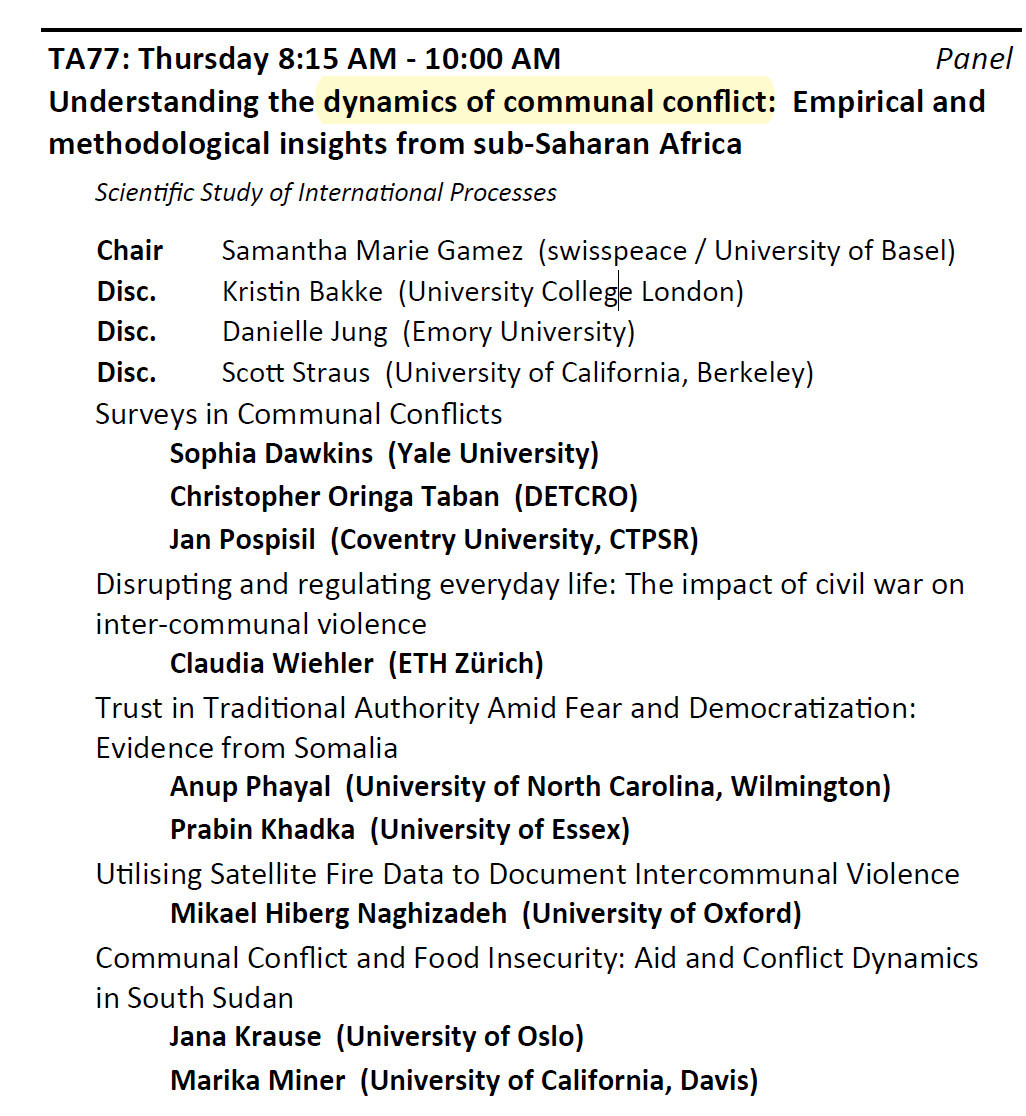 Overview of ISA program, indicating the panel on Thursday 8:15am