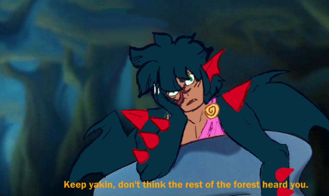 screen shot edit of a dragon dude in the style of disney's  Hercules