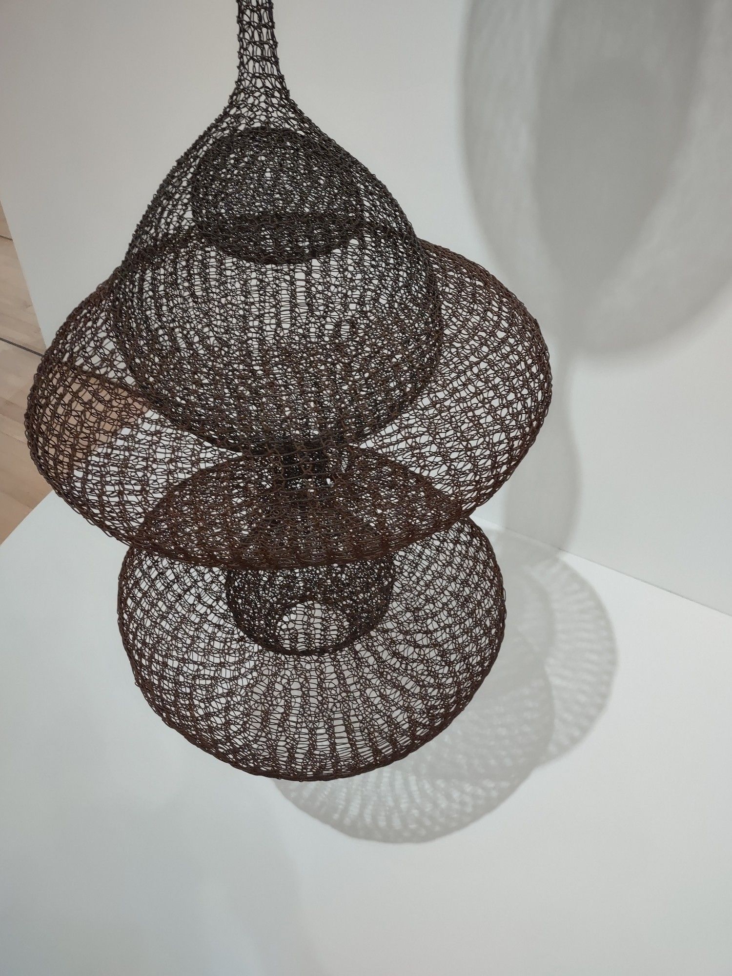 Detail of the sculpture, showing how it is "crocheted" together.