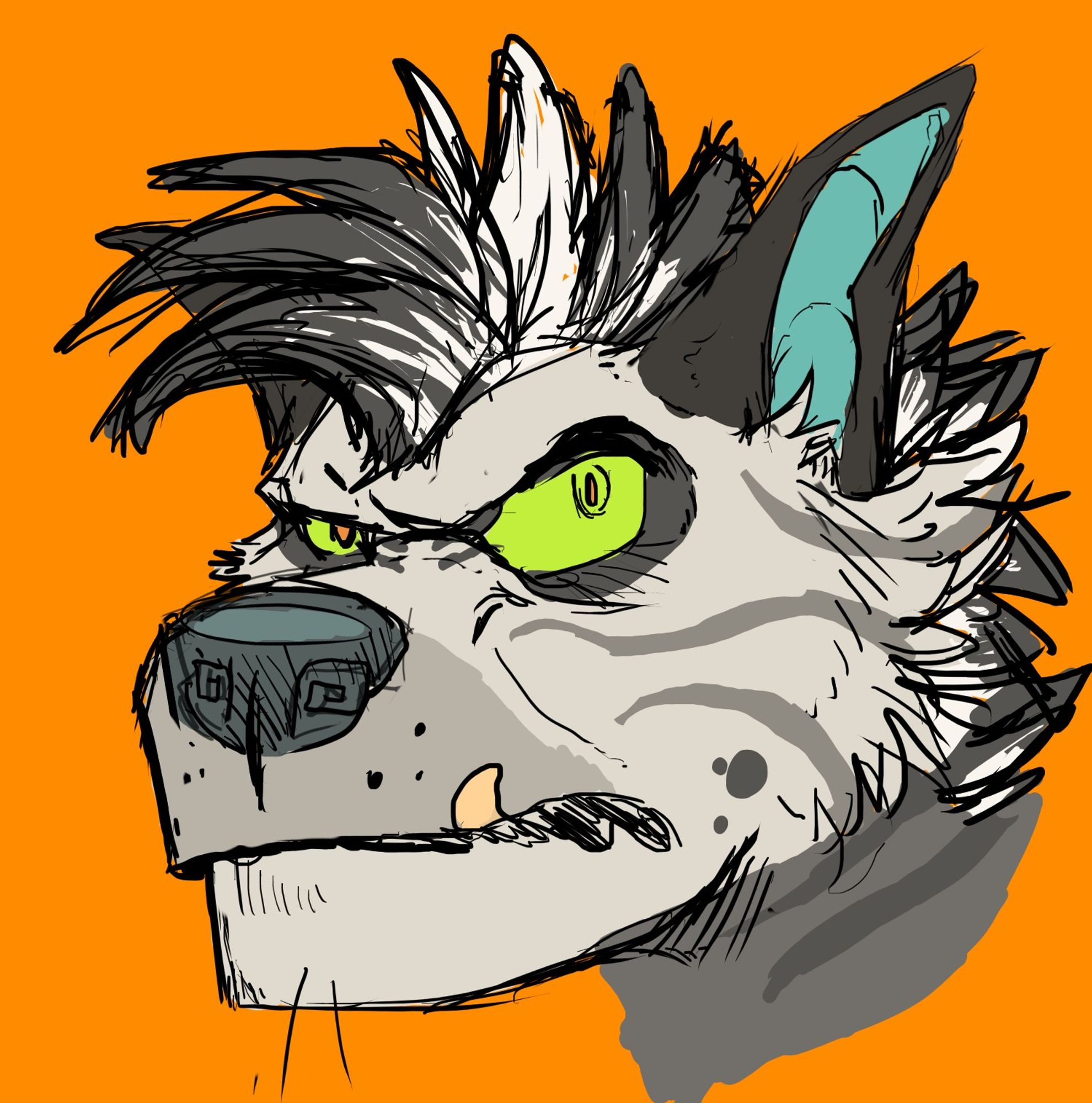 Rough drawing of a striped hyena character