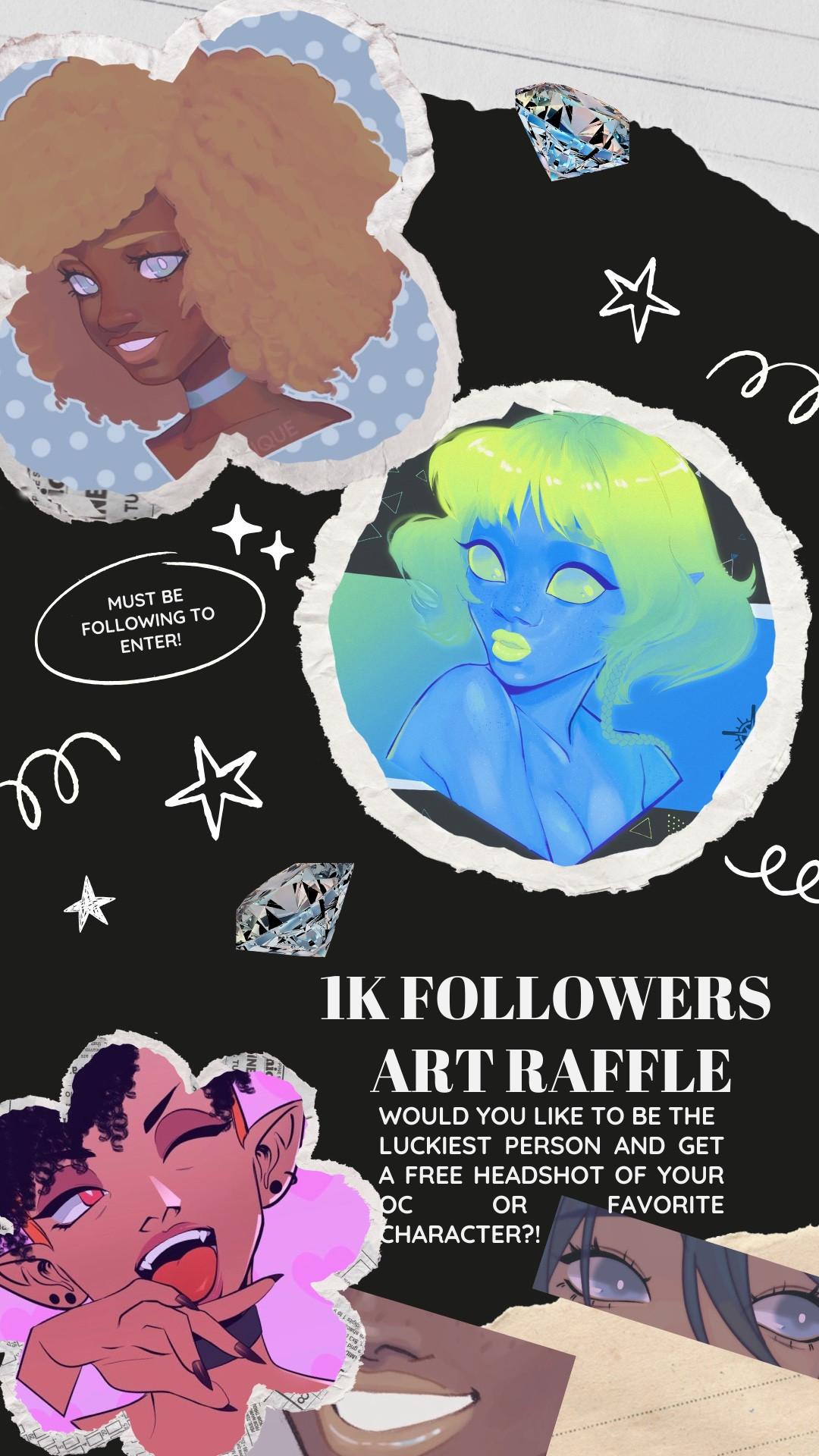 Flyer for OP’s Art Raffle! Will you be the lucky winner? 🥇 