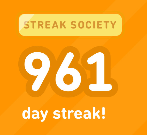 Duolingo

STREAK SOCIETY
961
day streak!