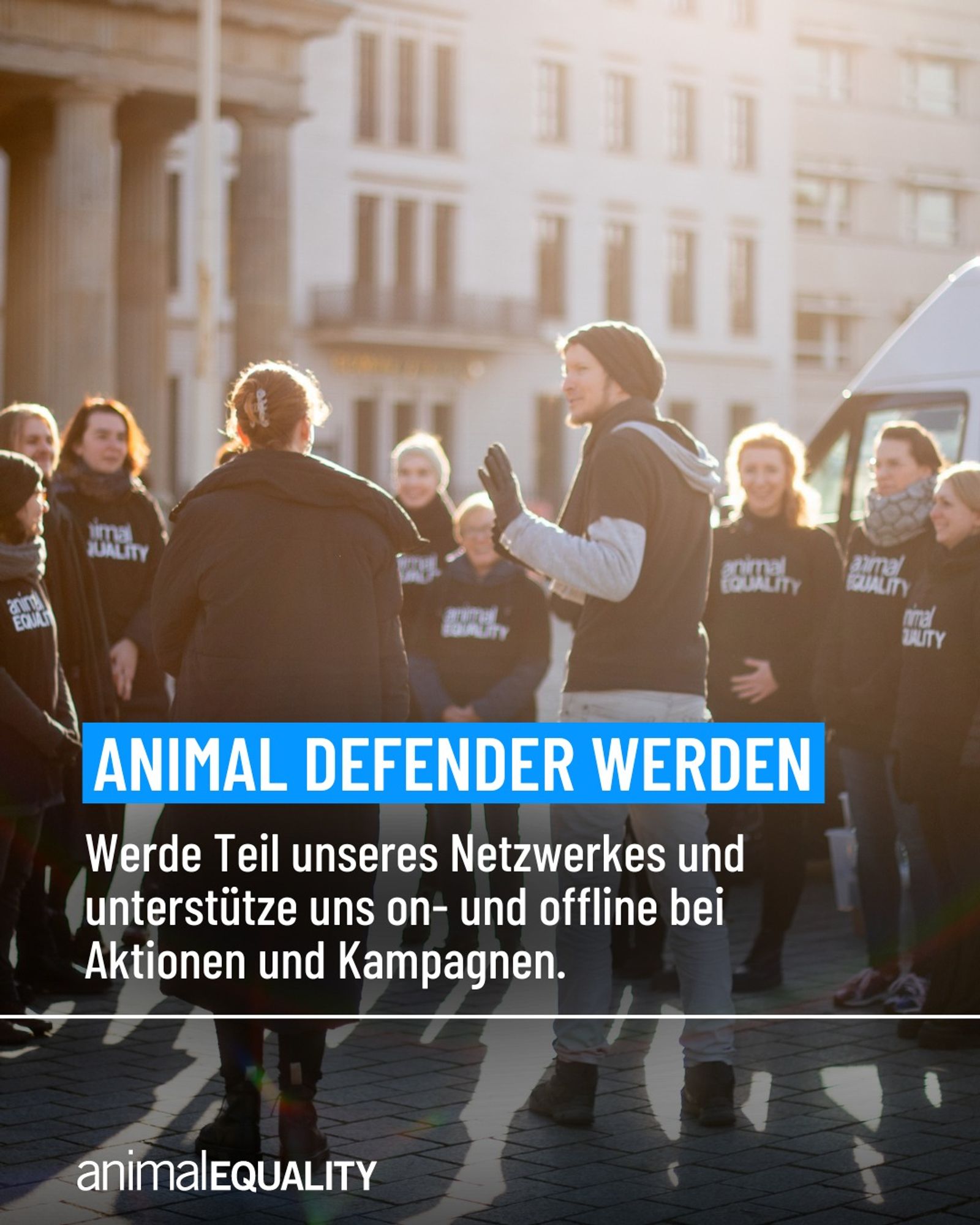 Animal Defender werden
Werde Teil unsers Netzwerkes und unterstütze uns on- und offline bei Aktionen und Kampagnen.