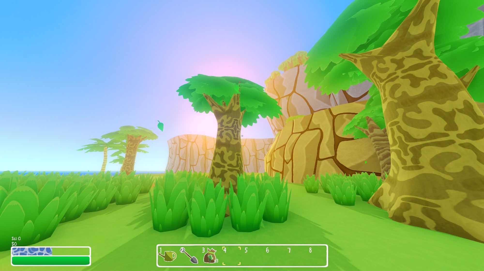 Game prototype screenshot of a wind waker inspired environment