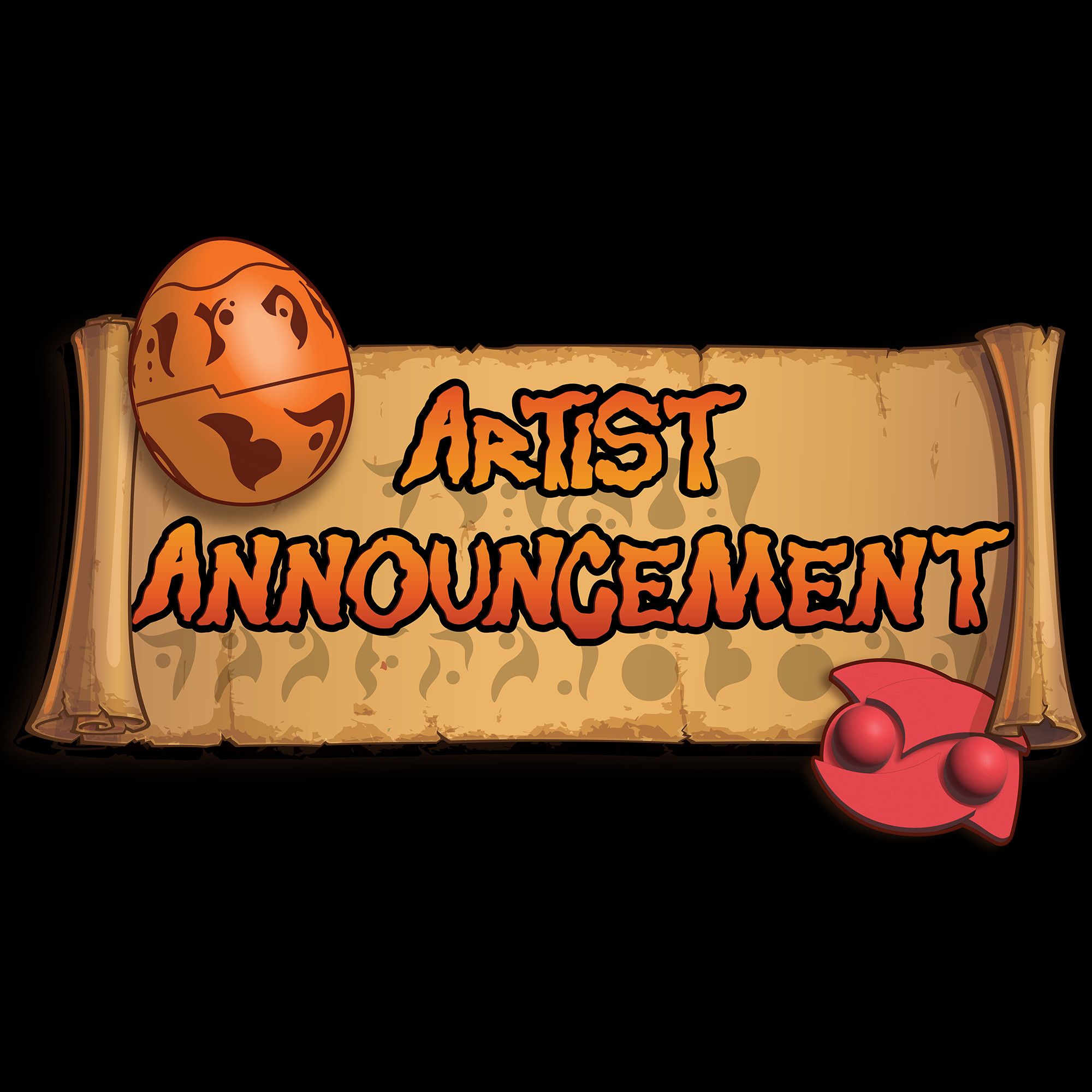 A scroll that says Artist Announcement in the J&D font. A Precursor orb and the Seal of Mar adorn the corners.