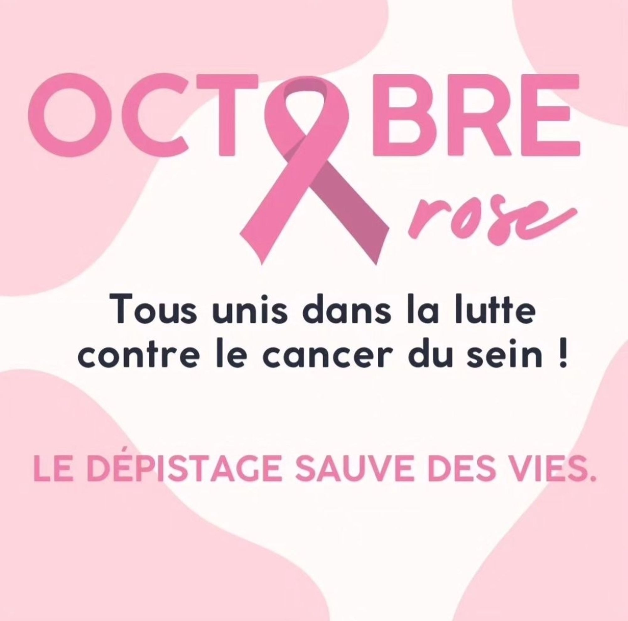 OCTOBRE ROSE 
 Tous unis dans la lutte contre le cancer du sein !
 LE DEPISTAGE SAUVE DES VIES