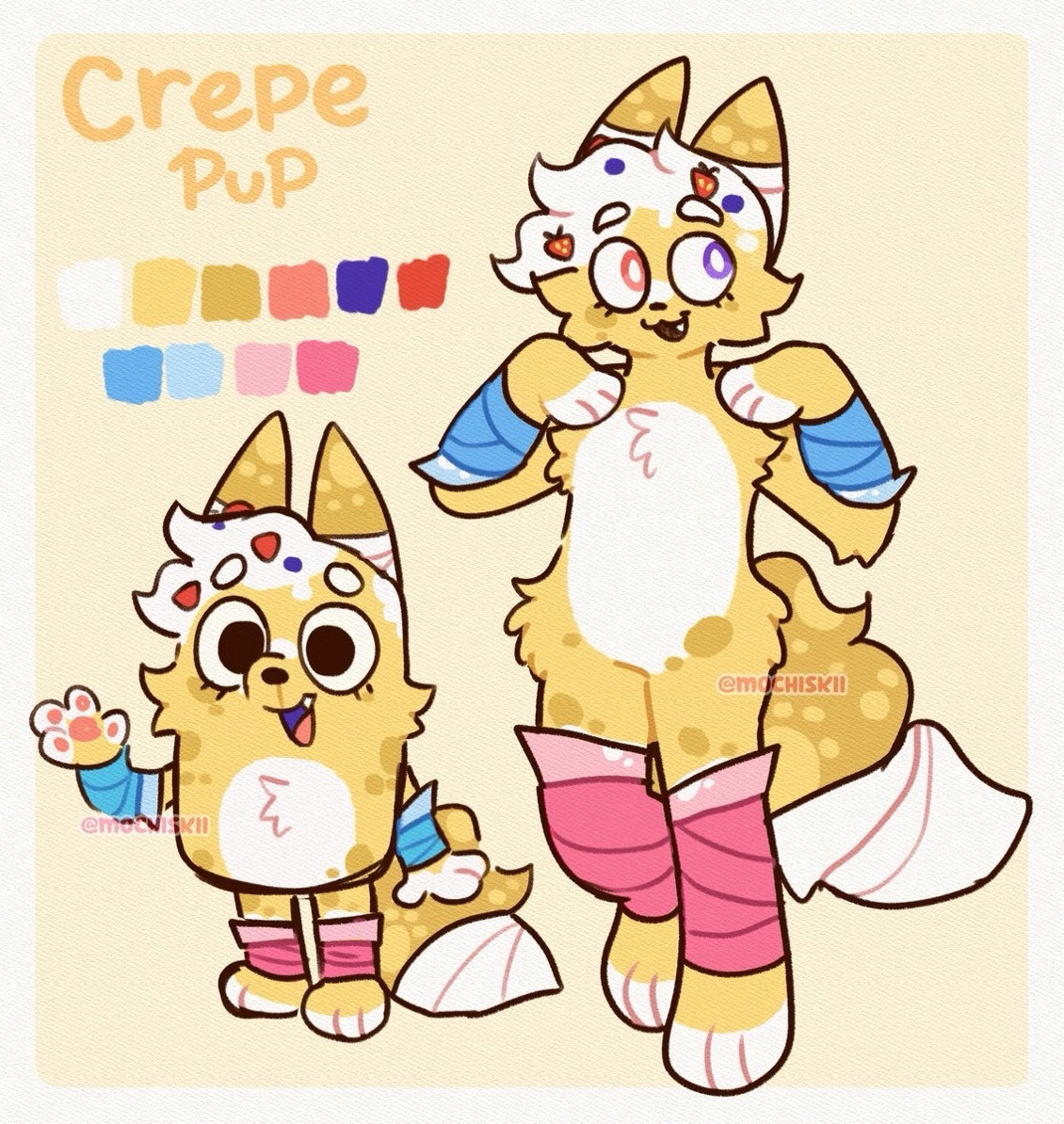 Furry Adopt auction of a pastel crepe themed puppy! Comes with 3 pieces of art ( a bonus doodle if you autobuy ) 