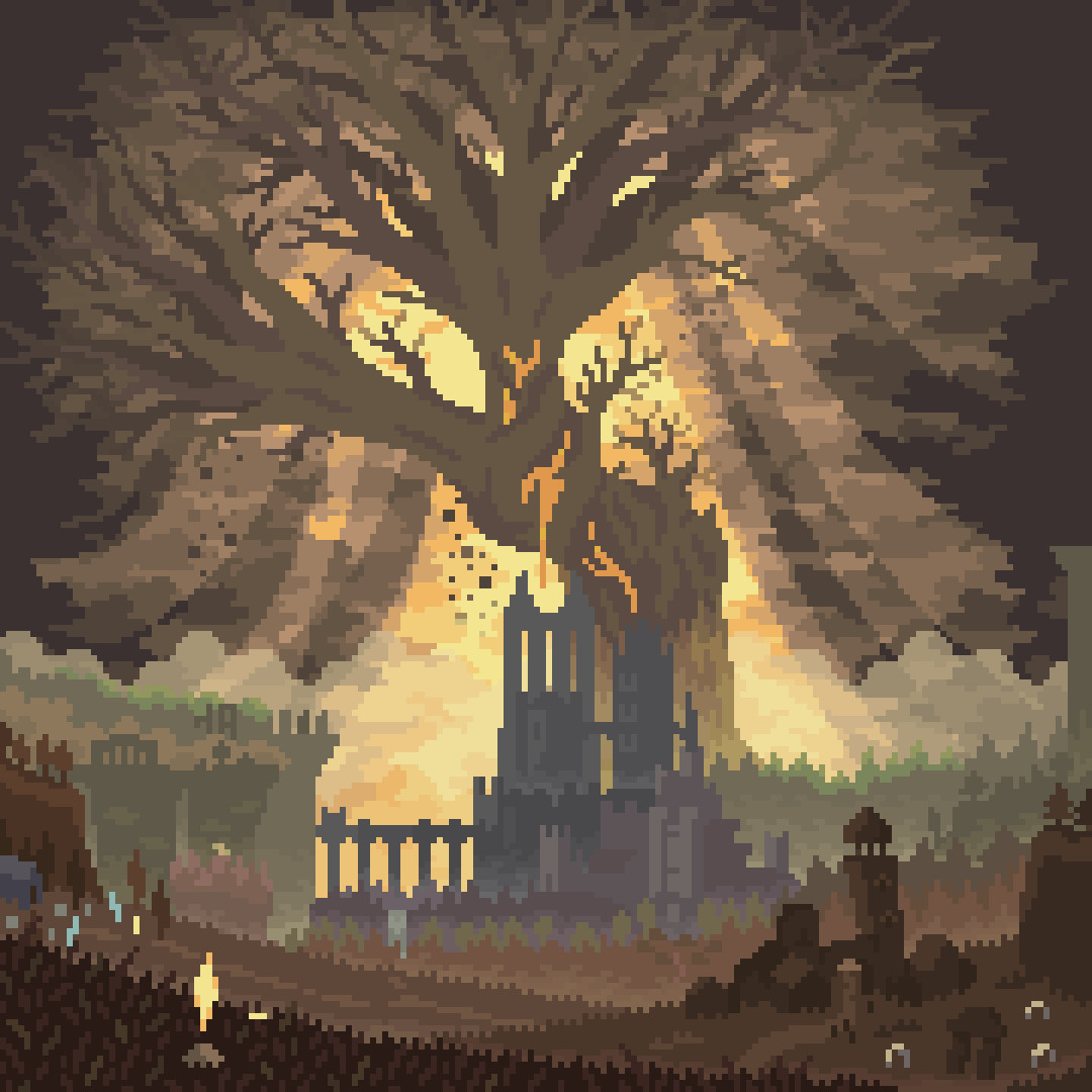 Pixelart of the Scadutree from the game Elden Ring