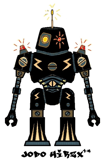 My 2017 scanned-in ink-pen sketch / MicroSoft Paint pixel art hybrid version of my 'droid character Jodo Hirzx. 

Jodo Hirzx's design influences include: Star Wars' K-2SO, R2-D2, R5-D4, R1-G4, & Imperial Viper Probe Droid; and The Black Hole's Maximilian &  V.I.N.CENT.

Jodo Hirzx™ And Jode O'Hirzx™ © Eric Olenslager - All Rights Reserved.