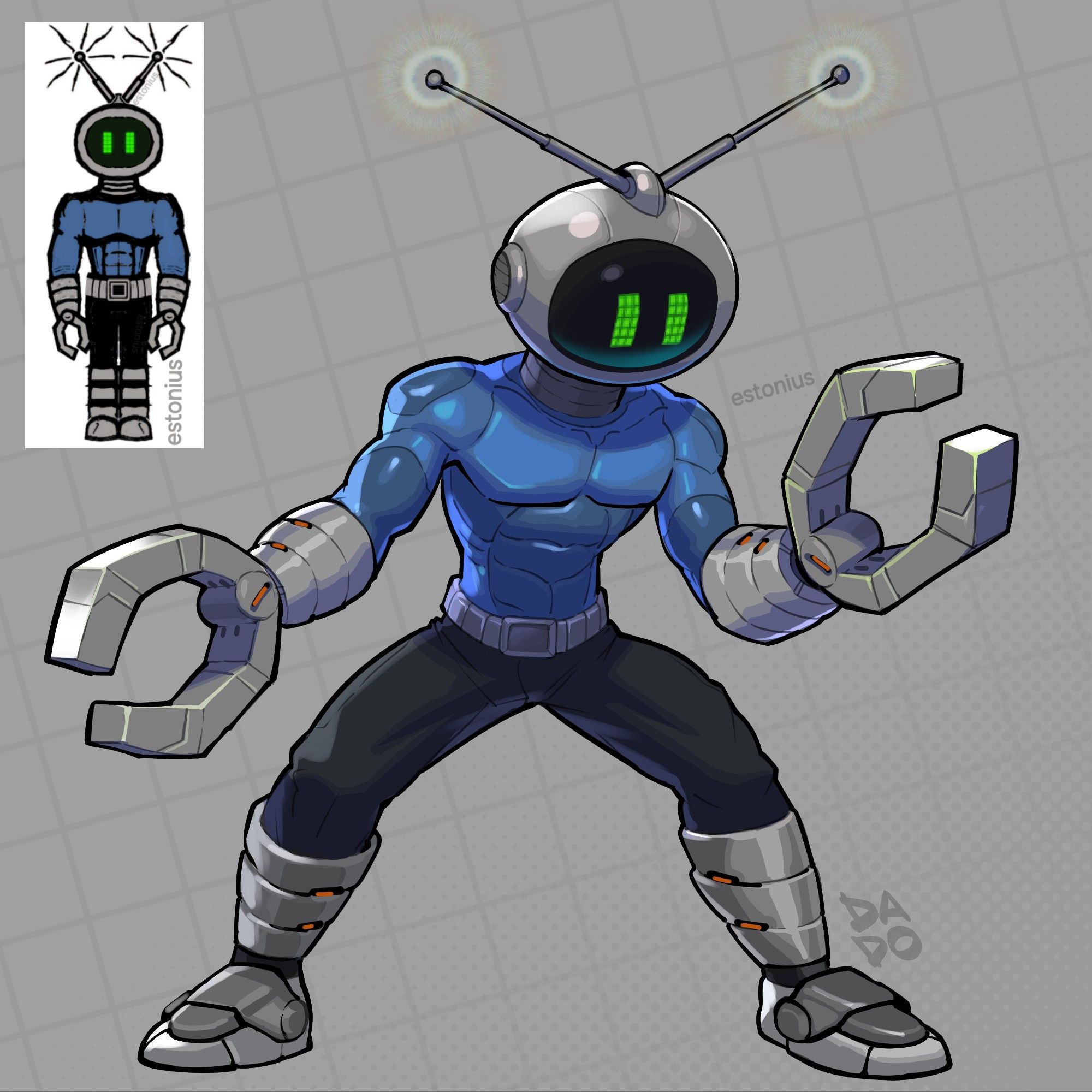 I commissioned the mad-skilled DADOtronic of BlueSky / Cara to illustrate my original character "Uchuujin X" / "Charolastra X" in his killer "Fighting Videogame Sprites' Style" and it turned out amazing! =)

(My Uchuujin X / Charolastra X concept art can be seen in the thumbnail in the upper left-hand corner. =) )

Uchuujin X™, Uchūjin X™, Uchujin X™, 宇宙人 X™, And Charolastra X™ © Eric Olenslager - All Rights Reserved.

DADO, commission, commissions, #illustration, monitor, television, object, head, robots, #spaceman, #alien, aliens, super hero, original character, #sentai, #tokusatsu, character, design, ボンバーマン,  Bomberman, カンチ, Canti, フリクリ, FLCL, Skibidi Toilet, SkibidiToilet