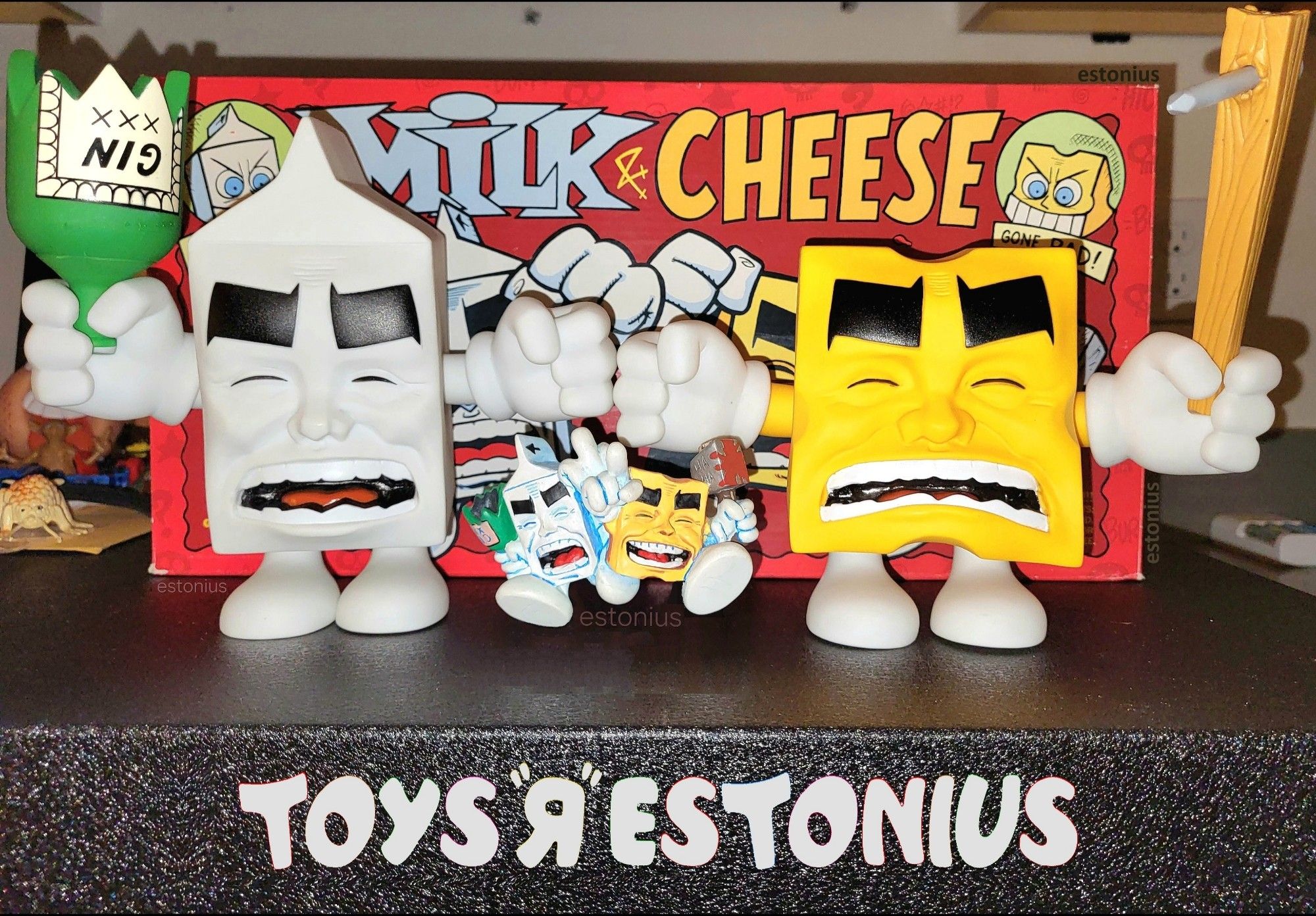 ©reated By Evan Dorkin 🥛🧀

Magnet designed by Evan Dorkin and sculpted by Bowen Designs' Randy Bowen.

Action figures designed by Evan Dorkin and "ColorKitten" Sarah Dyer, and sculpted by "PaintMonster1" Mitchell "Mitch" Martinez.

"Dairy Products Gone Bad. A carton of hate. A wedge of spite."

Meta Tags: Milk And Cheese, Milk & Cheese, Bowen_Designs, Mitch Martinez, Mitchell Martinez, Monkey Fun Toys, #SLG, SLG, Slave Labor Graphics, #DHC, DHC, #DarkHorse, DarkHorse, #DarkHorseComics , Dark Horse Comics,  #magnets , #vinyltoys , vinyl toys, #mascot , action figures, #DairyProductsGoneBad