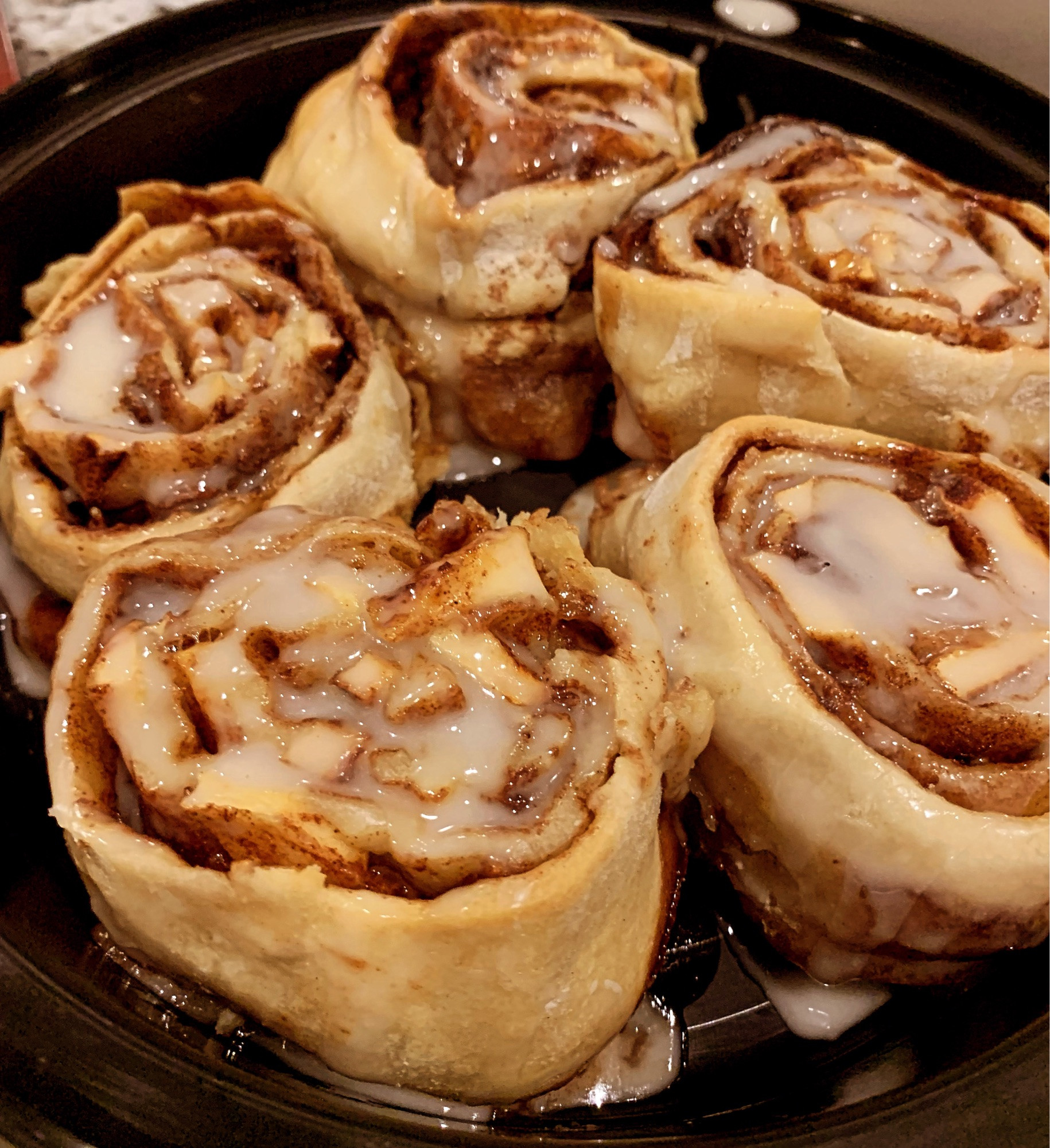 A plate of cinnamon rolls