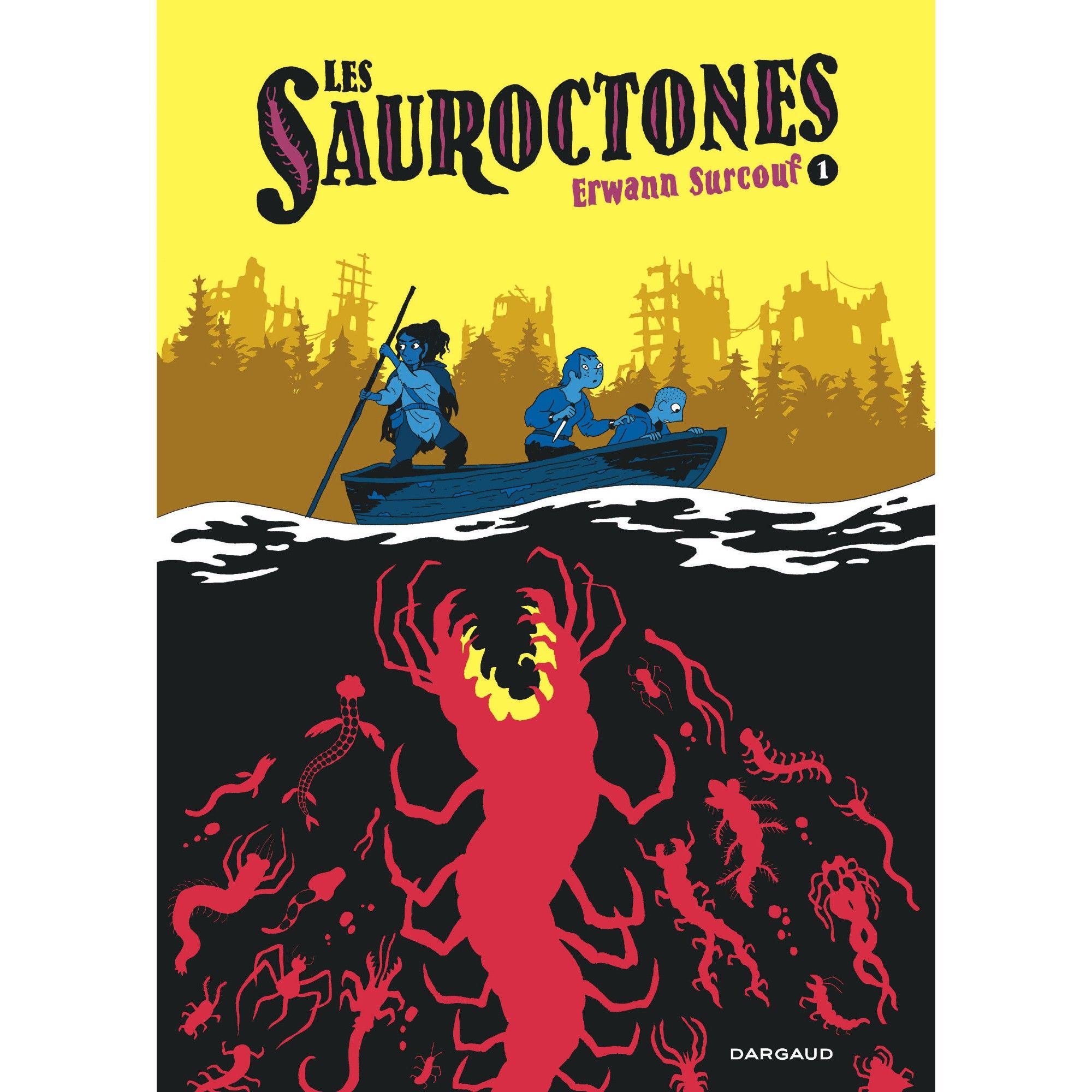 couverture du premier tome de la bd Les Sauroctones, par Erwann Surcouf aux éditions Dargaud