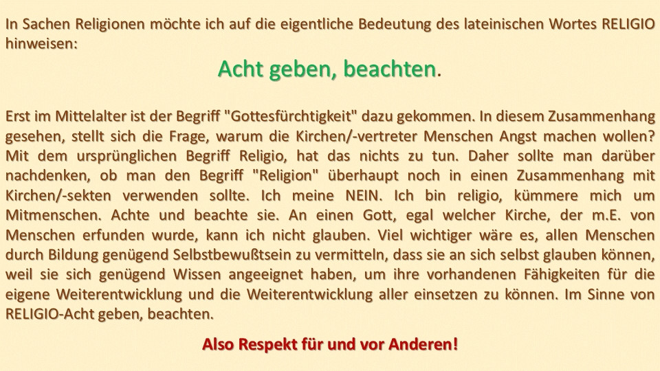 #Achtgeben&beachten ist eine für #Frieden wichtige #EINSCHRÄNKUNG