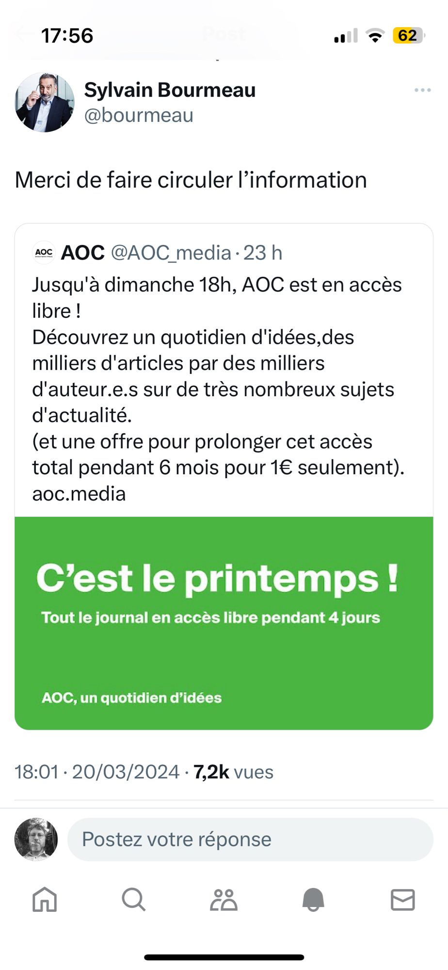 Communiqué du site d'information Pure Player aux longs articles AOC.
Gratuité temporaire comme indiqué. Haute qualité.