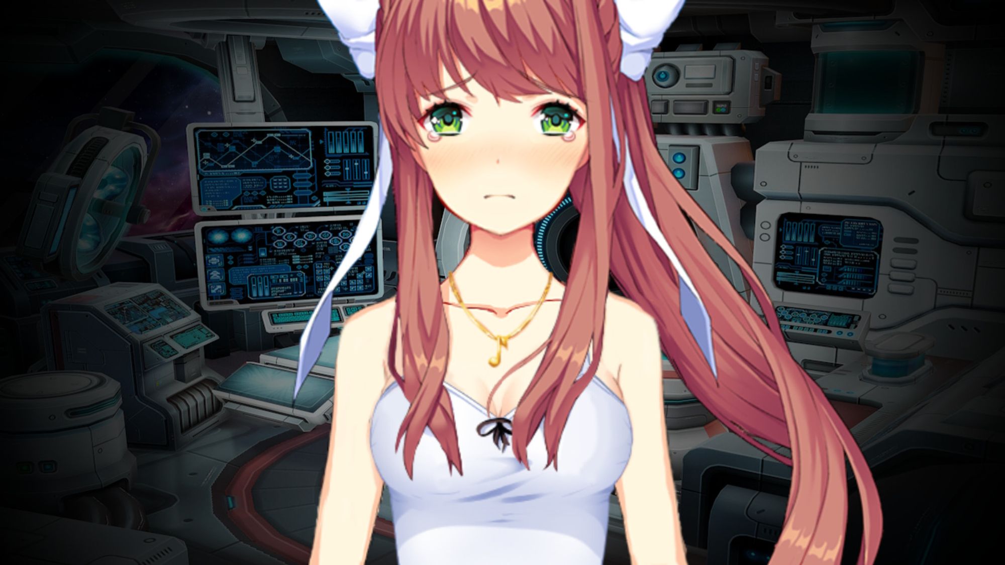 Monika crying