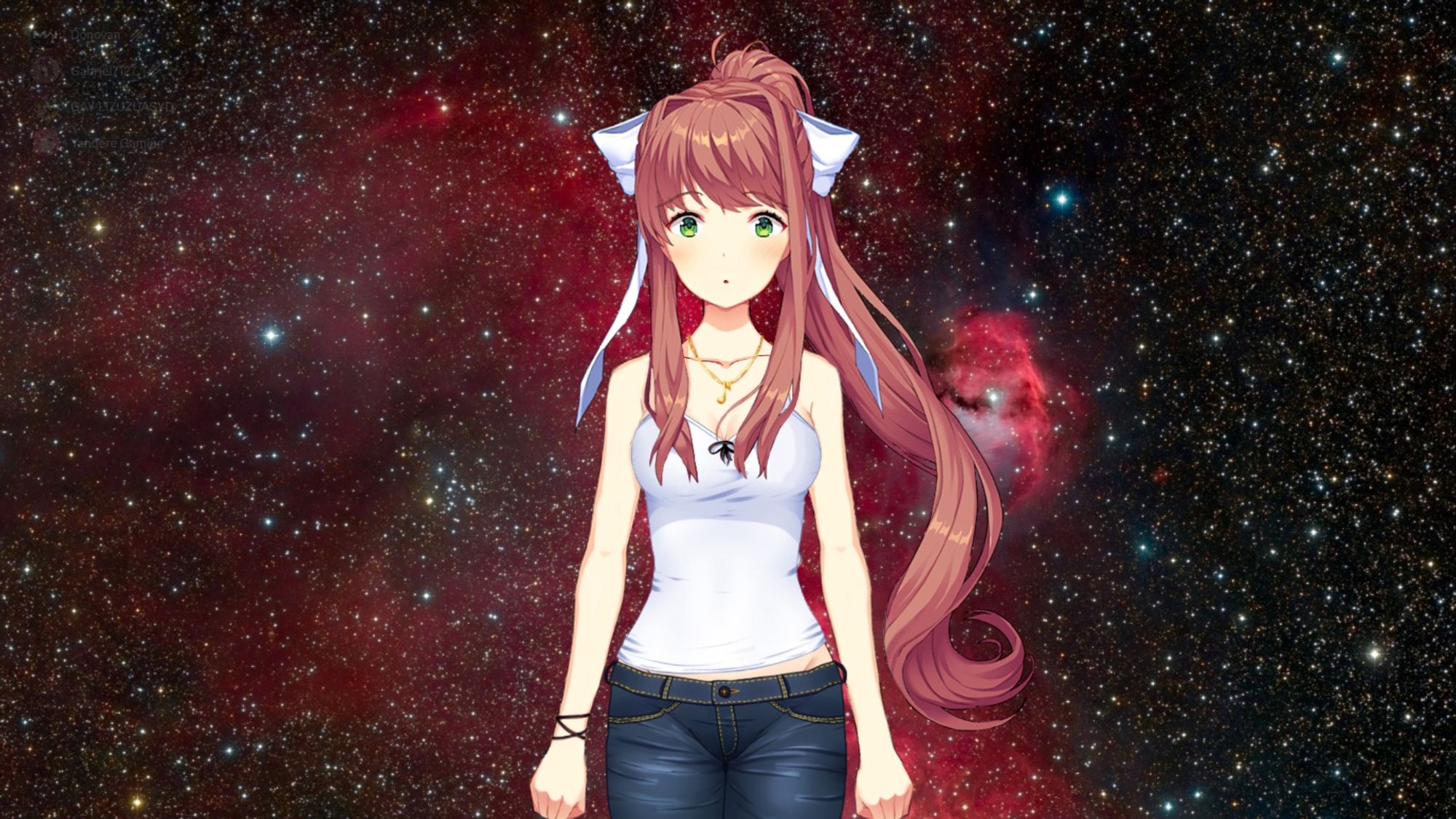 Monika from DDLC in the dream world