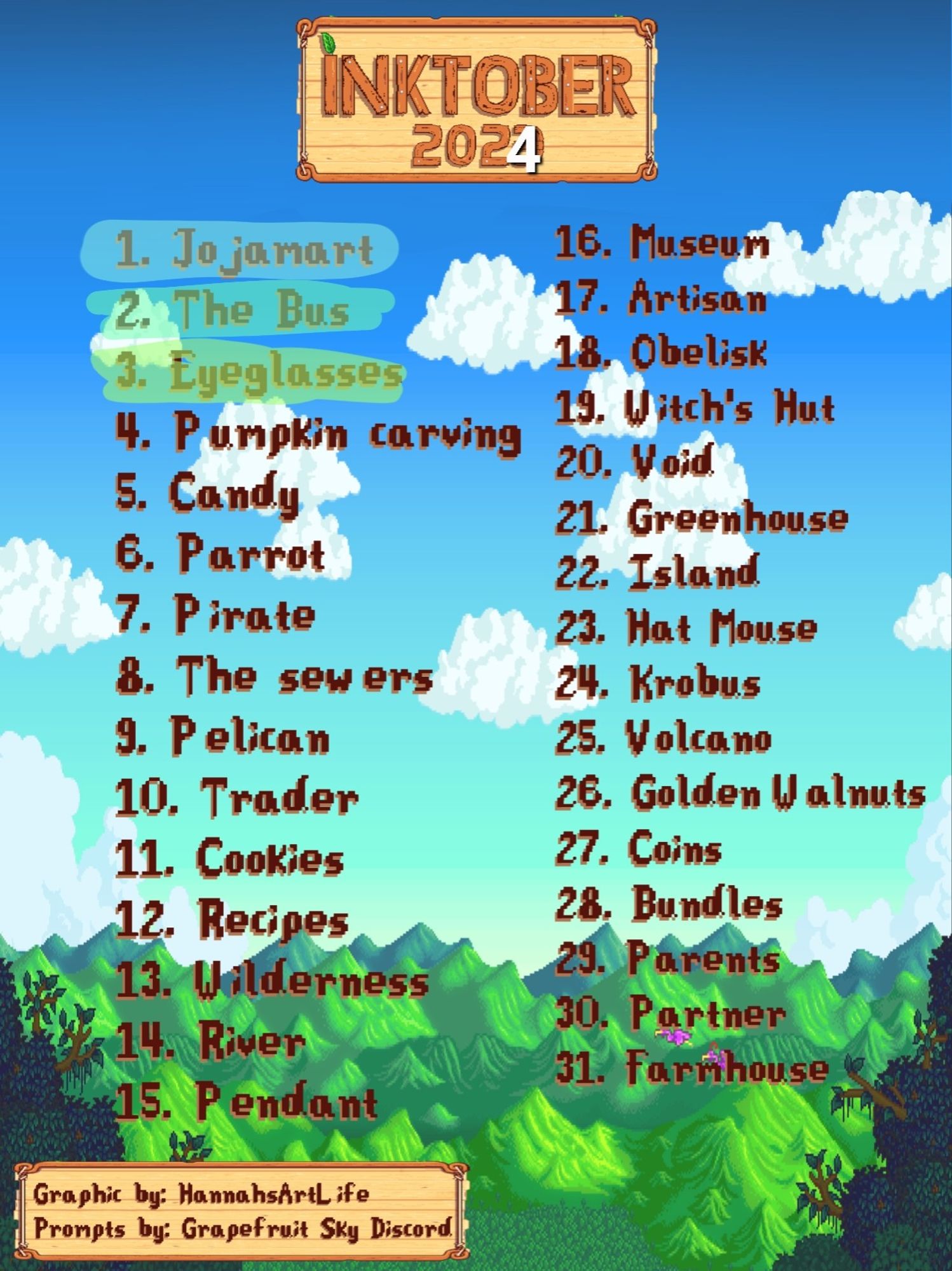 Lista inktober de tema stardew valley