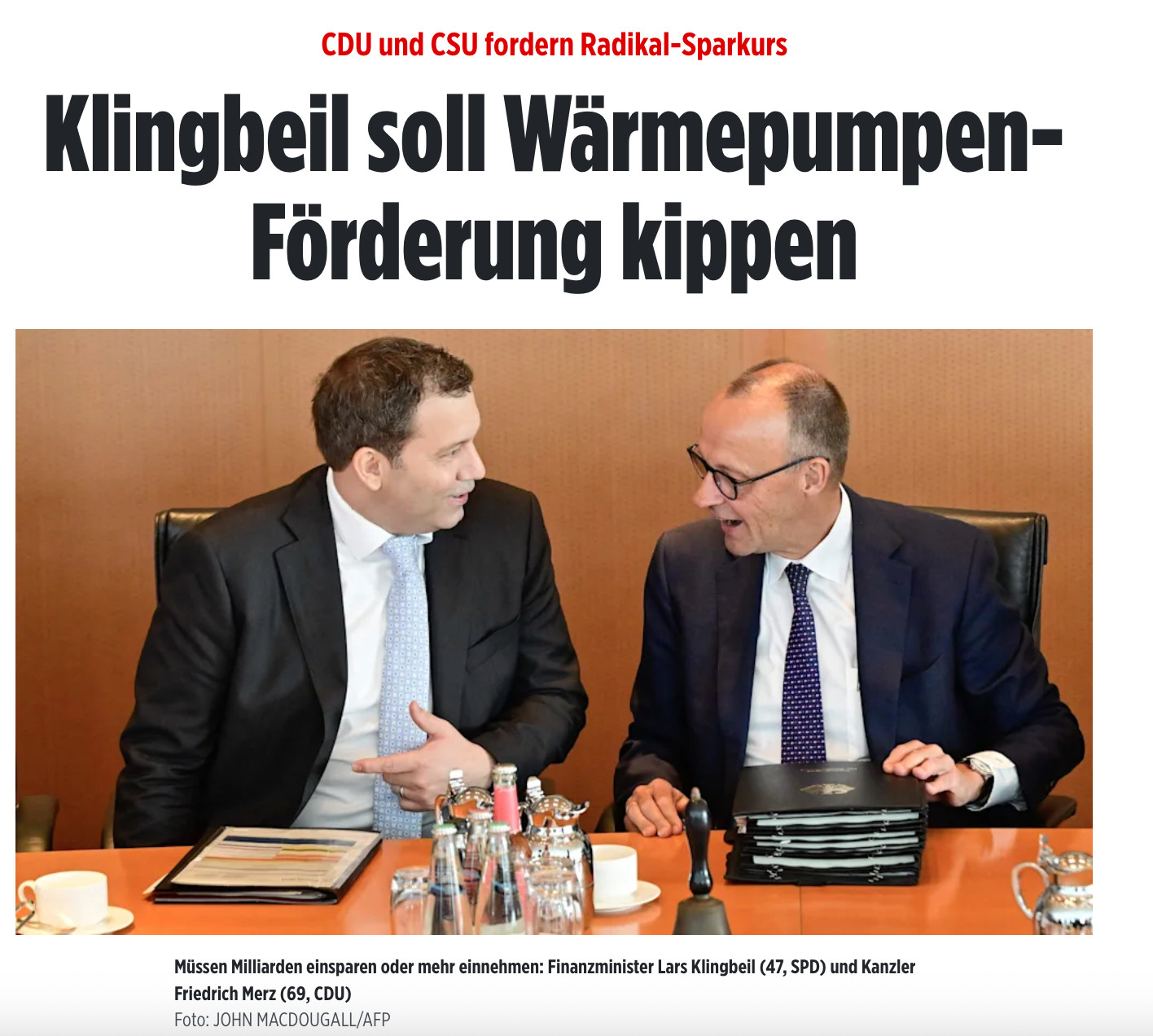 Klingbeil soll Wärmepumpen-Förderung kippen.