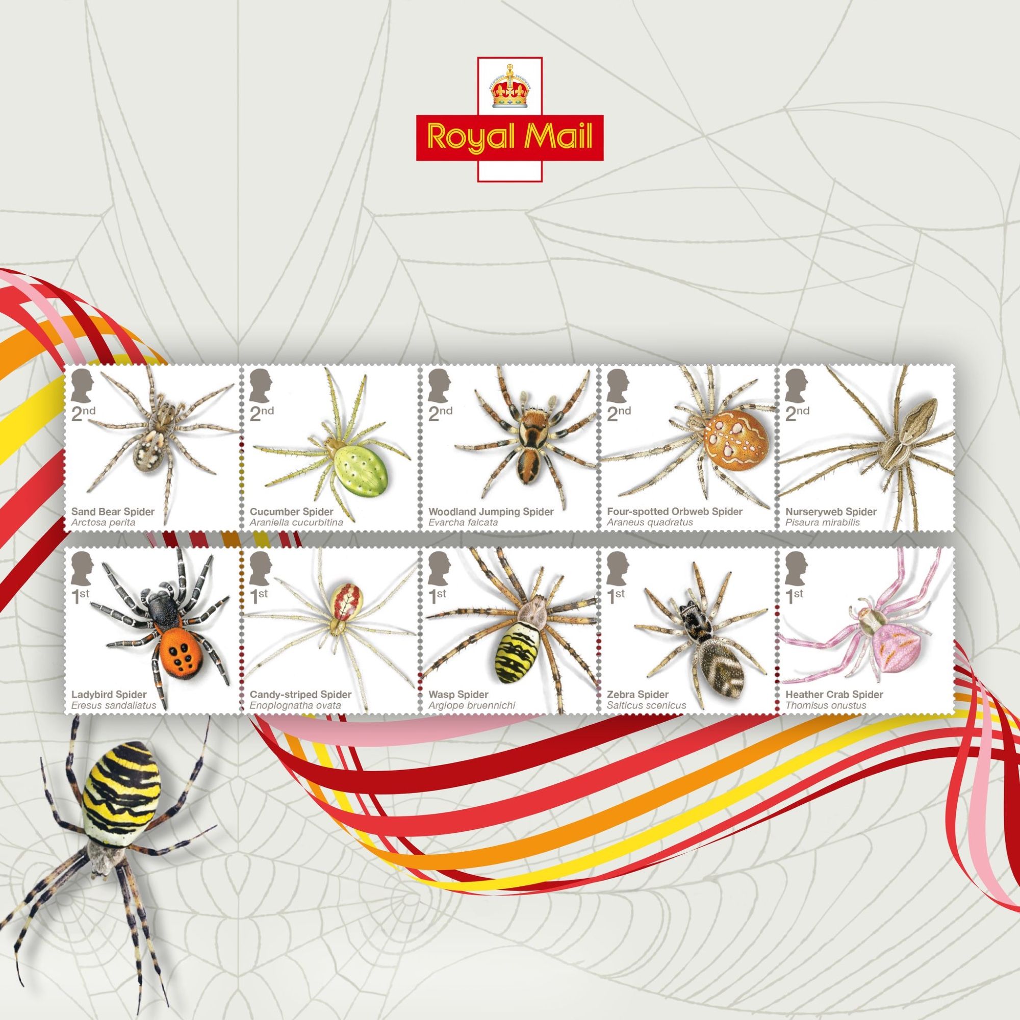 Royal Mail spider stamps