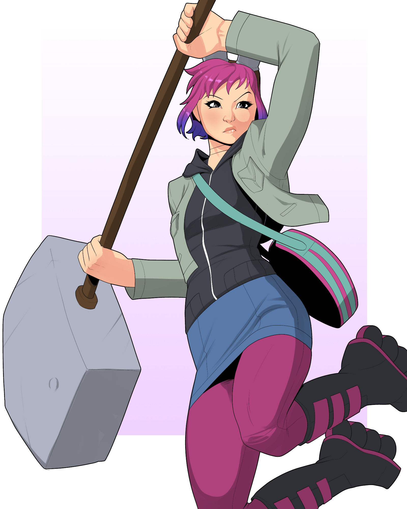 Ramona Flowers swinging her big-ass hammer.