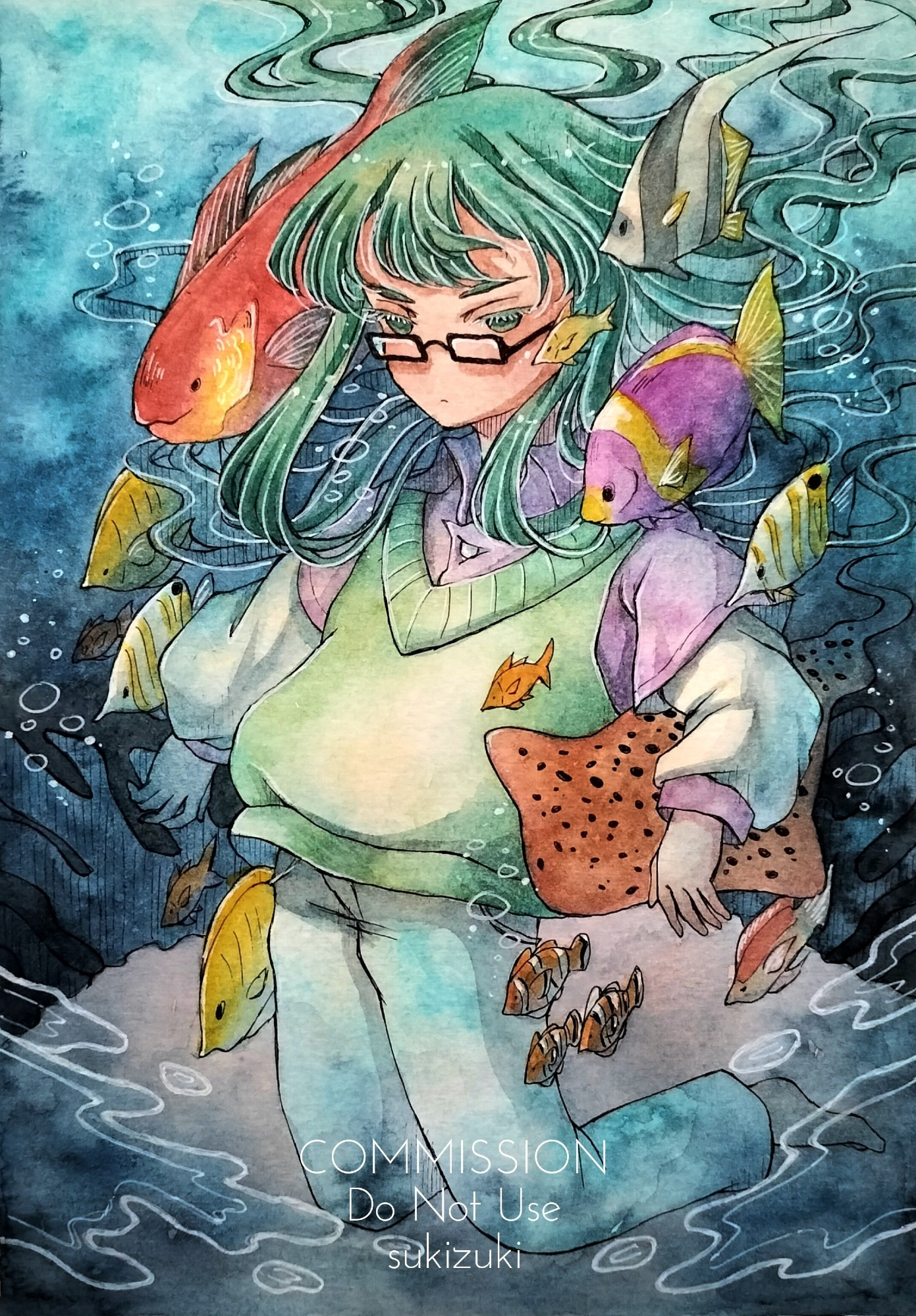 #vtuber #watercolor #underwater #illustration #commission