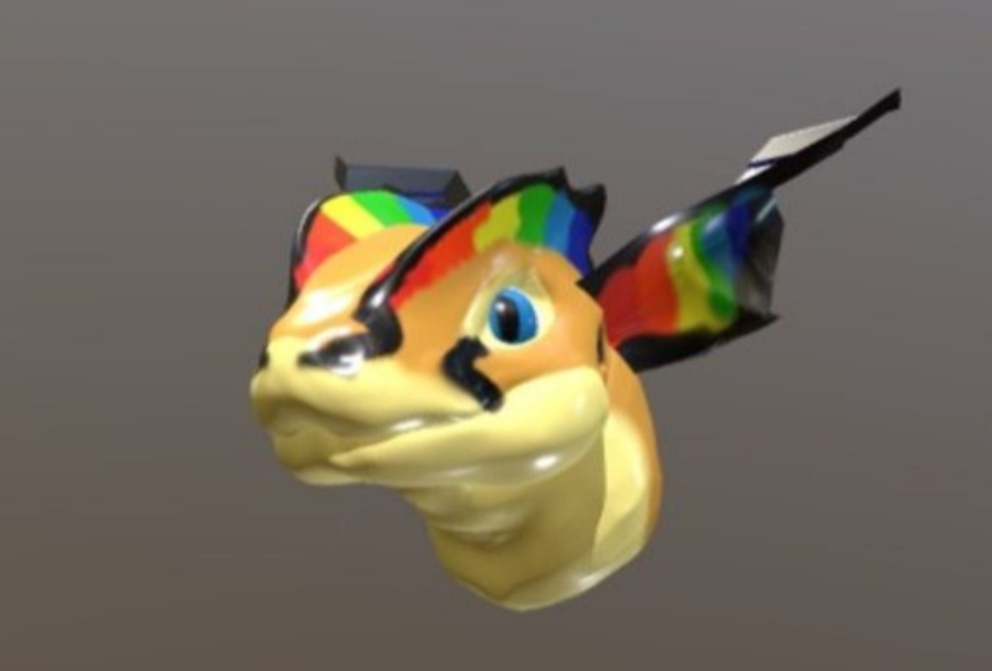 the same digital maquette of a dilophosaurus character's head as seen earlier in this thread, as rendered in a browser tab via SketchFab.