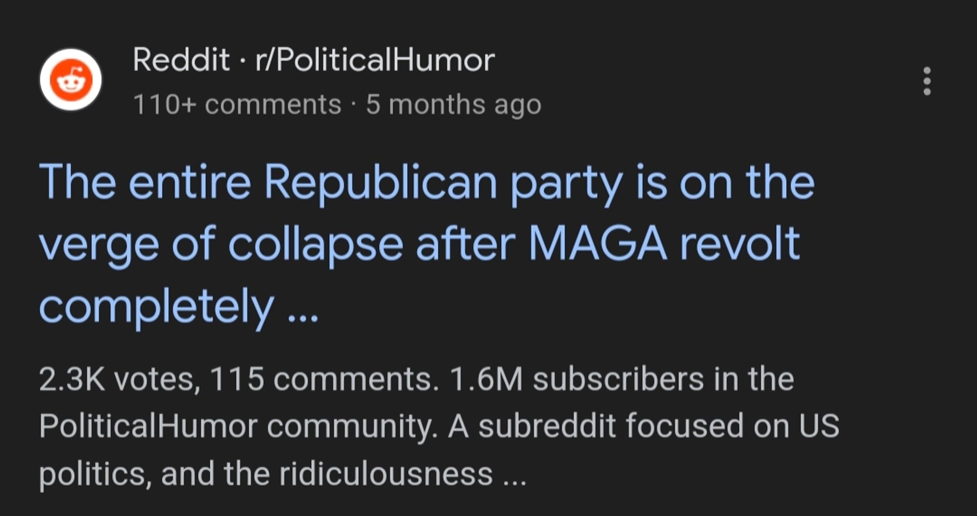 Comment about the potential collapse of the Republican party from 5 months ago.